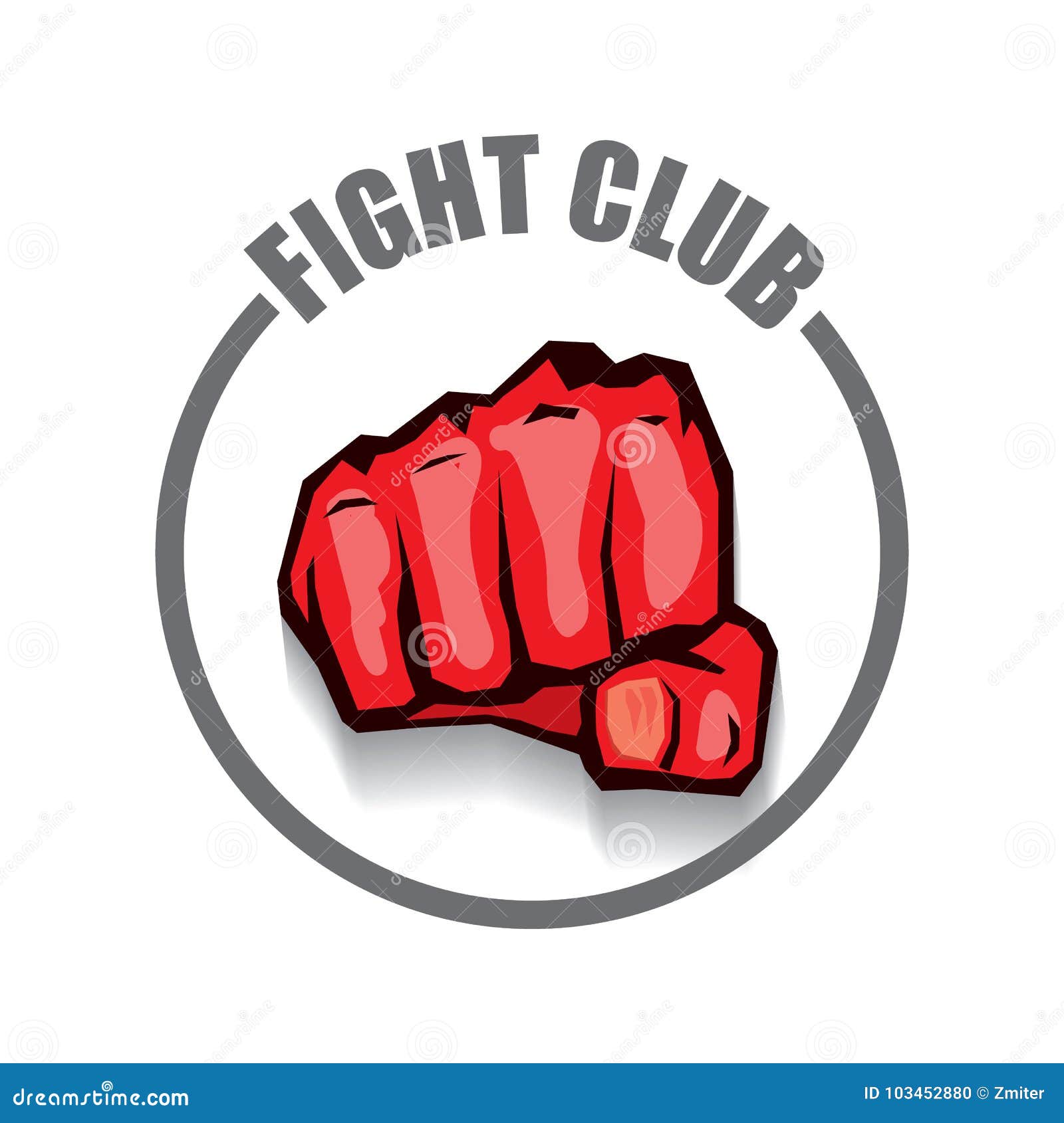 Fight Club Vector Logo With Red Man Fist Isolated On White Background ...
