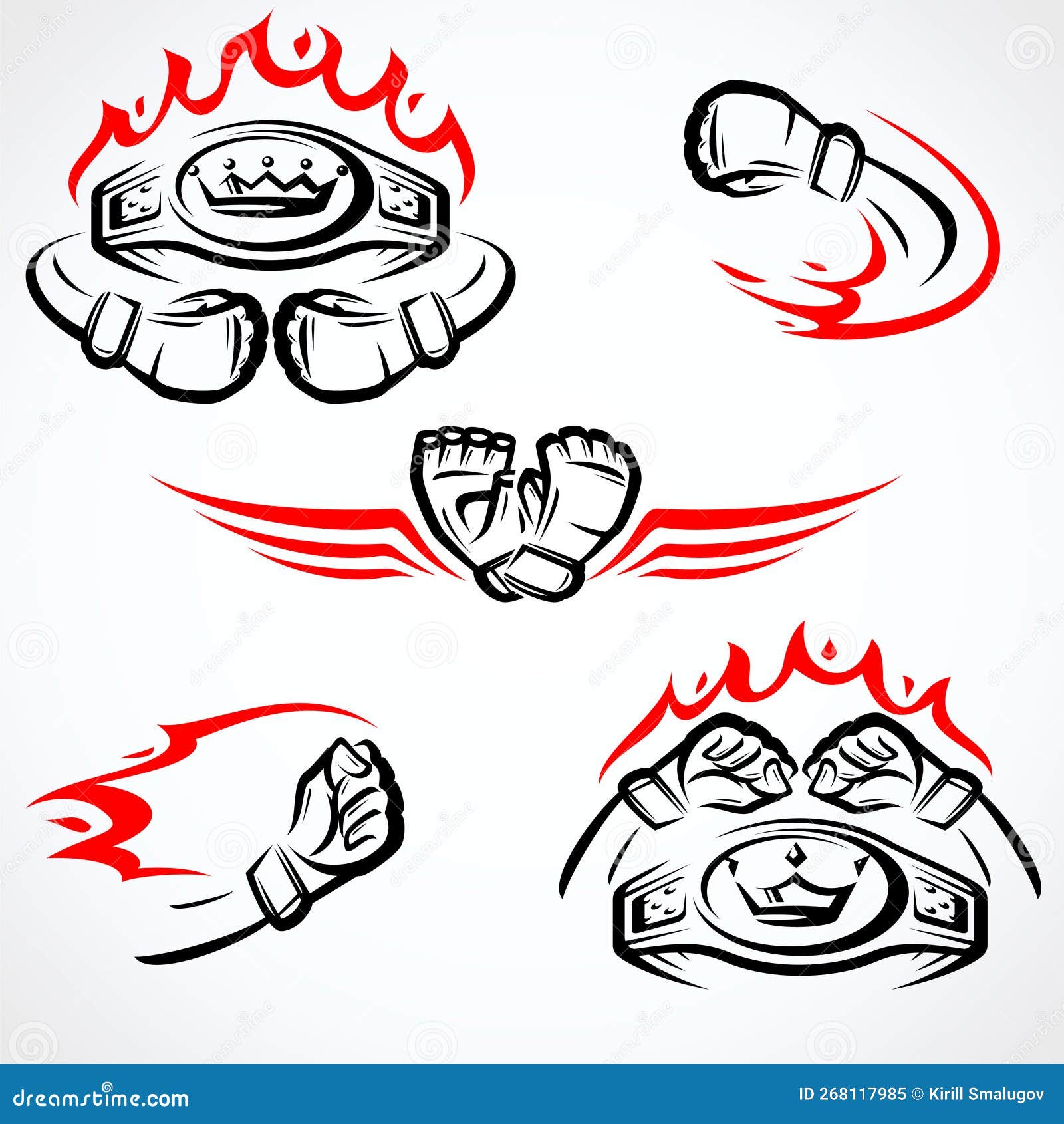 Fight MMA Icon Set. Collection Element Fight Stock Illustration