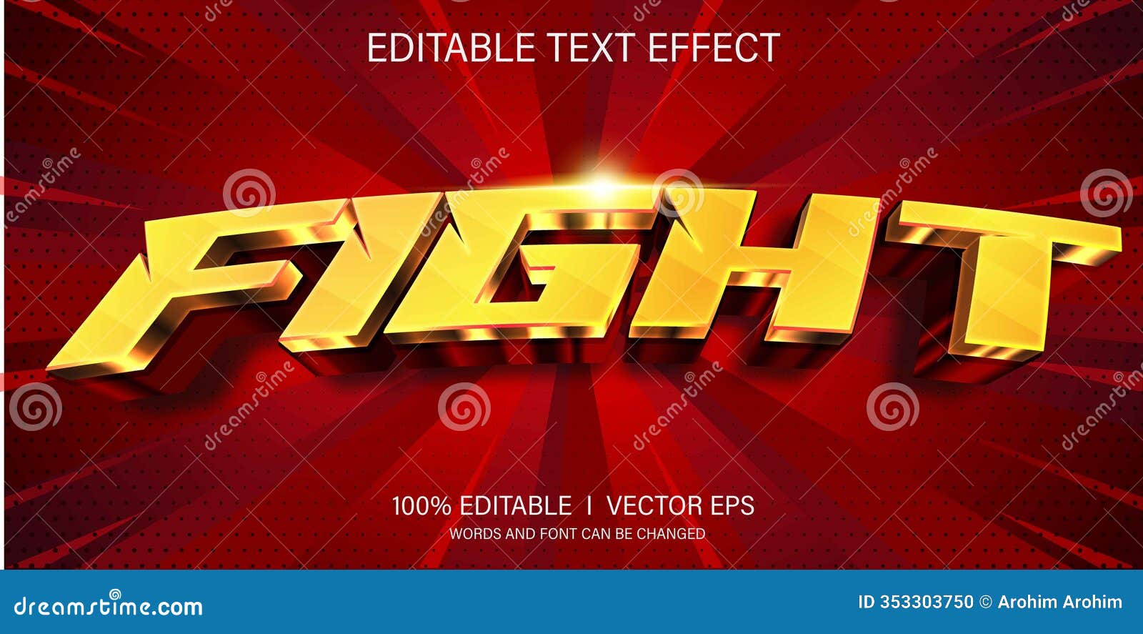 fight  text effect with modern style 