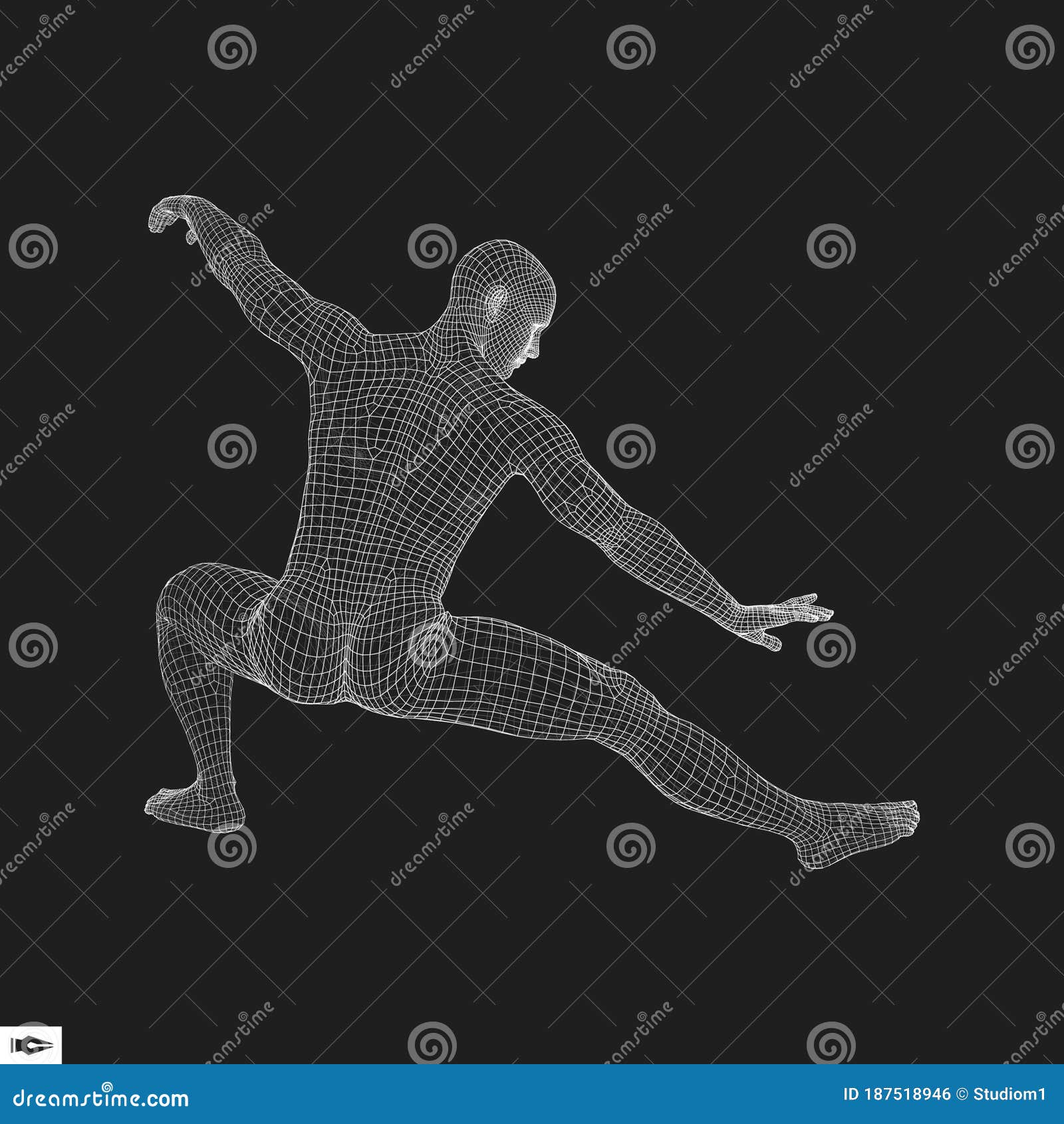 Fighter. 3D Model Of Man. Human Body. Sport Symbol. Design ...