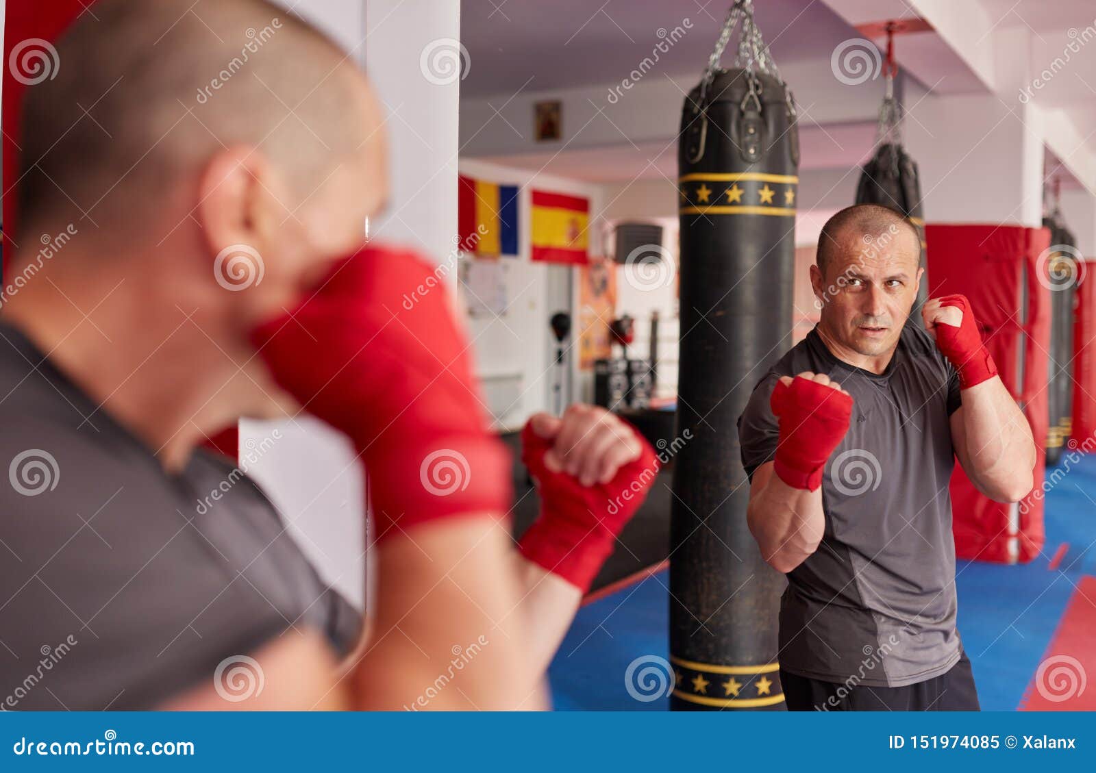 Shadow Boxing in the Mirror Stock Image Image of active, mirror