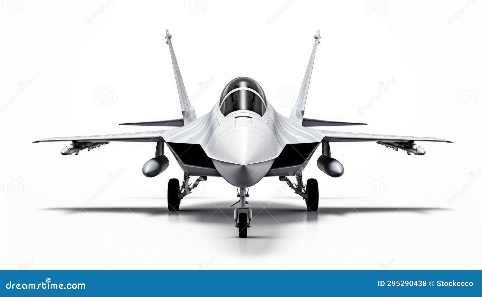 minimalistic silver fighter jet on white background