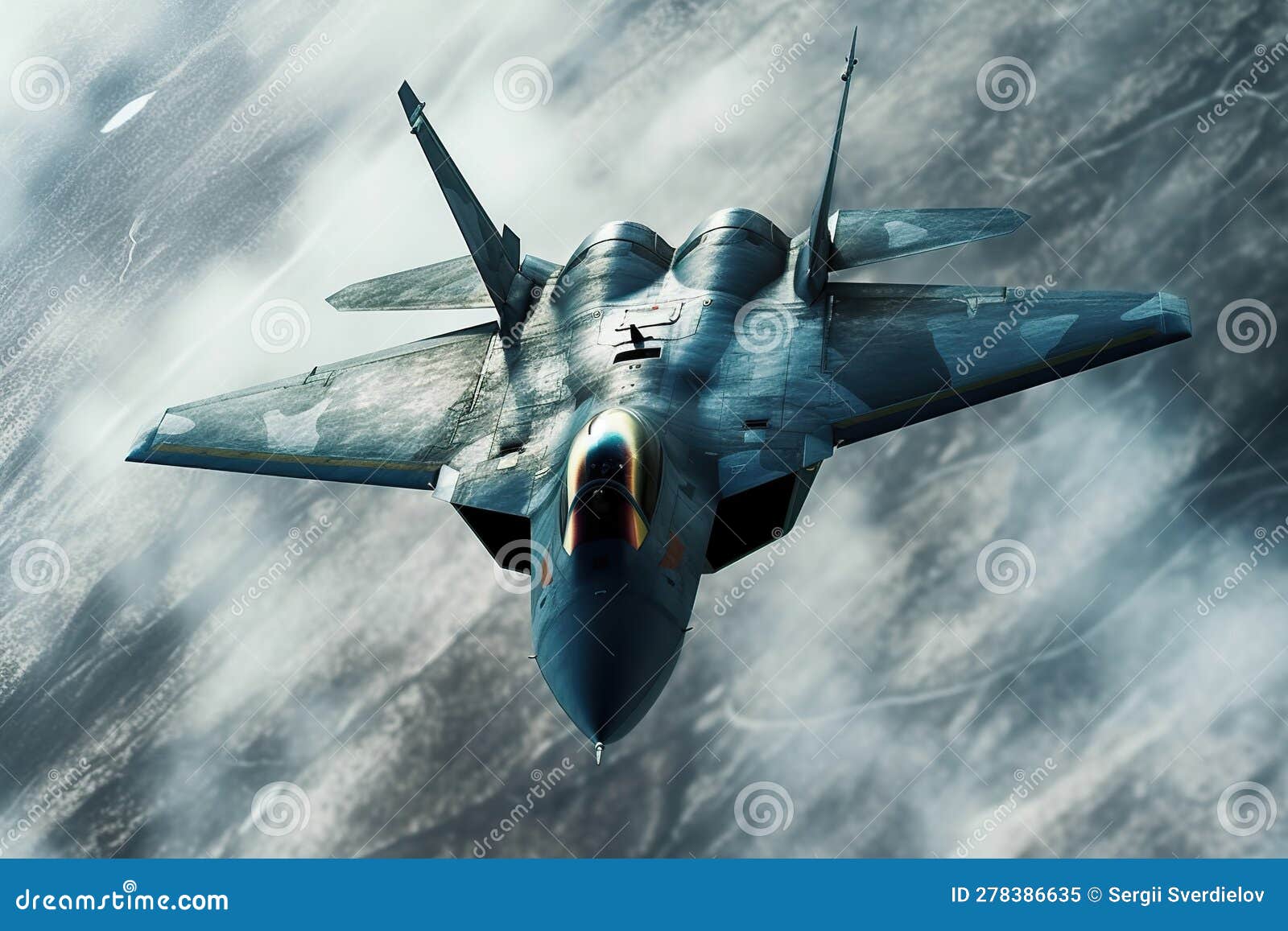 The Fighter Jet Slices through the Air, Its Engine Roaring with Power. the Pilot Navigates with