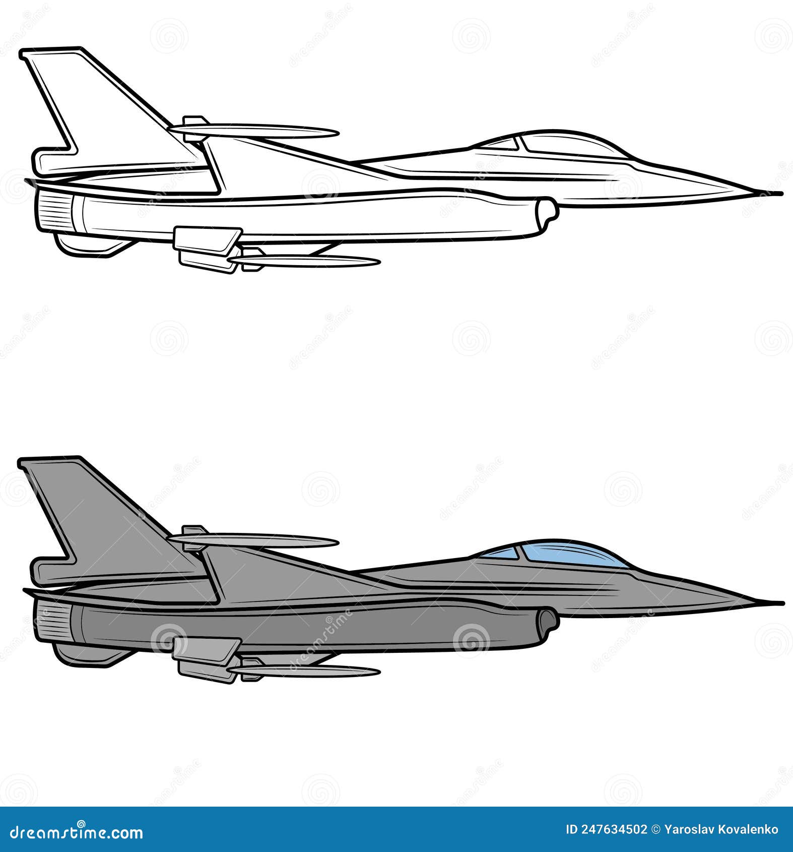 Drawing Art Of Fighter Plane Royalty-Free Stock Image - Storyblocks