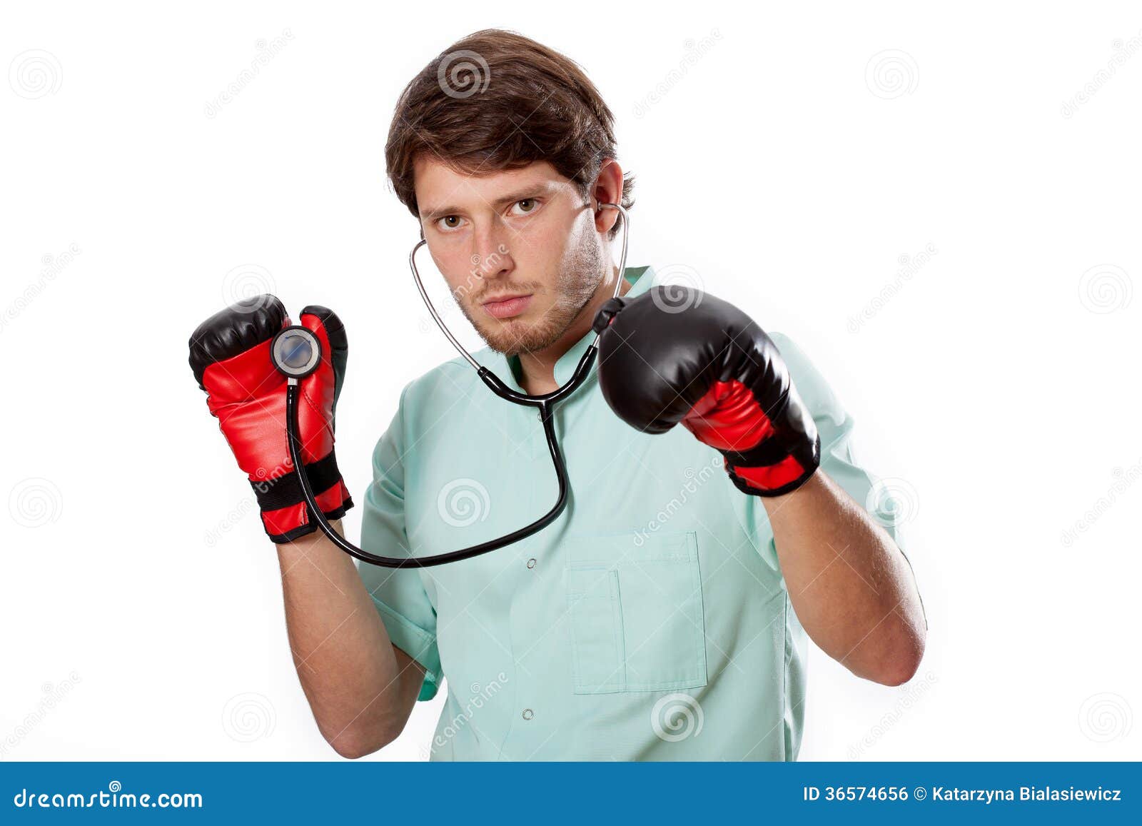 Fighting Doctor on an Examination Stock Photo Image of medicine