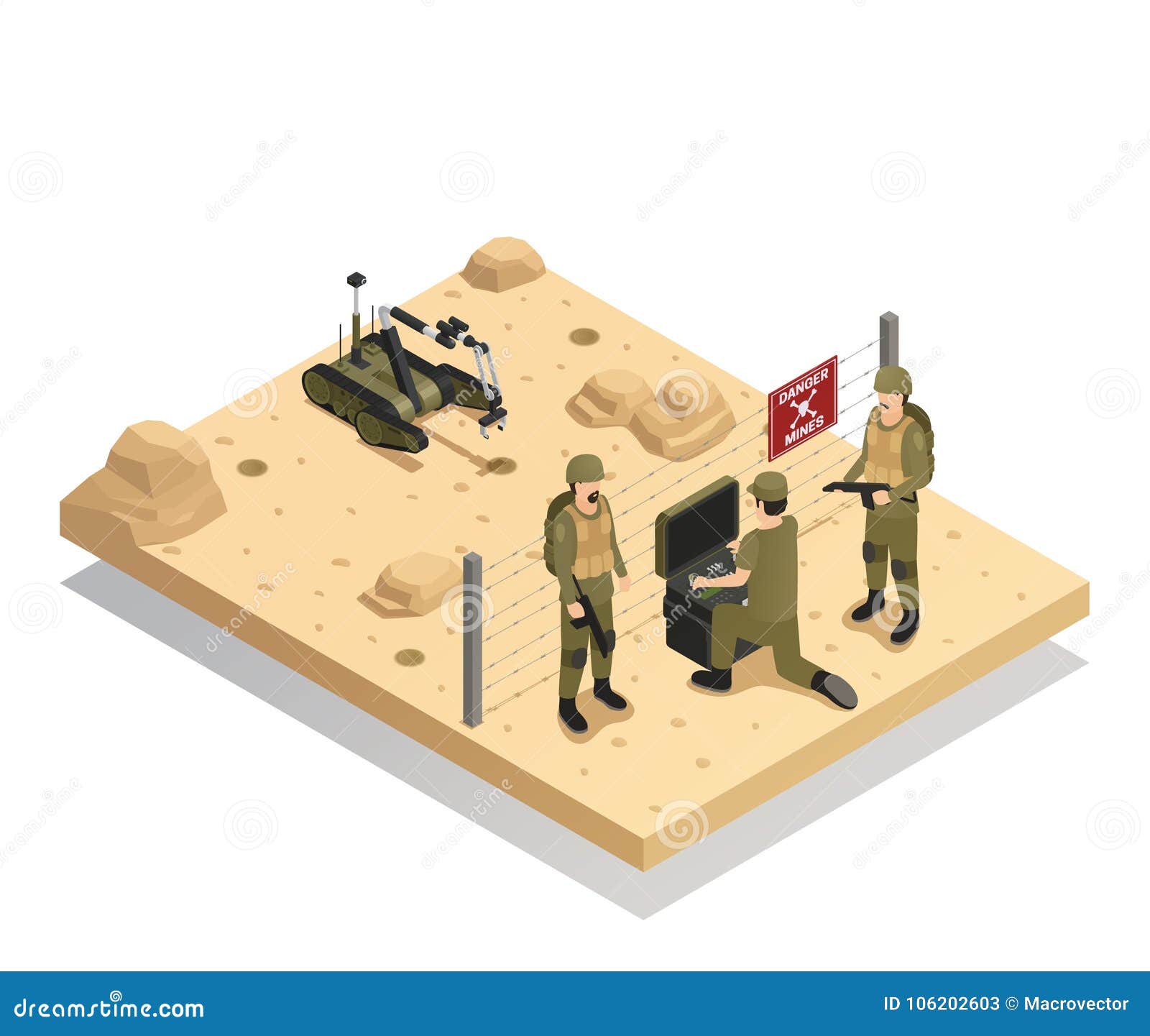 robots sapper isometric composition