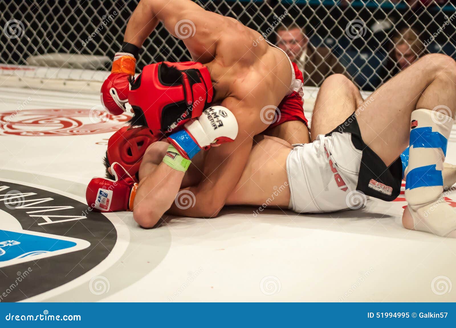 Fights without rules or MMA. Orenburg, Russia - 21.02.2015: Fight in mixed martial arts fighters on the open cup of Orenburg region mixed martial art (MMA) or Fights without rules