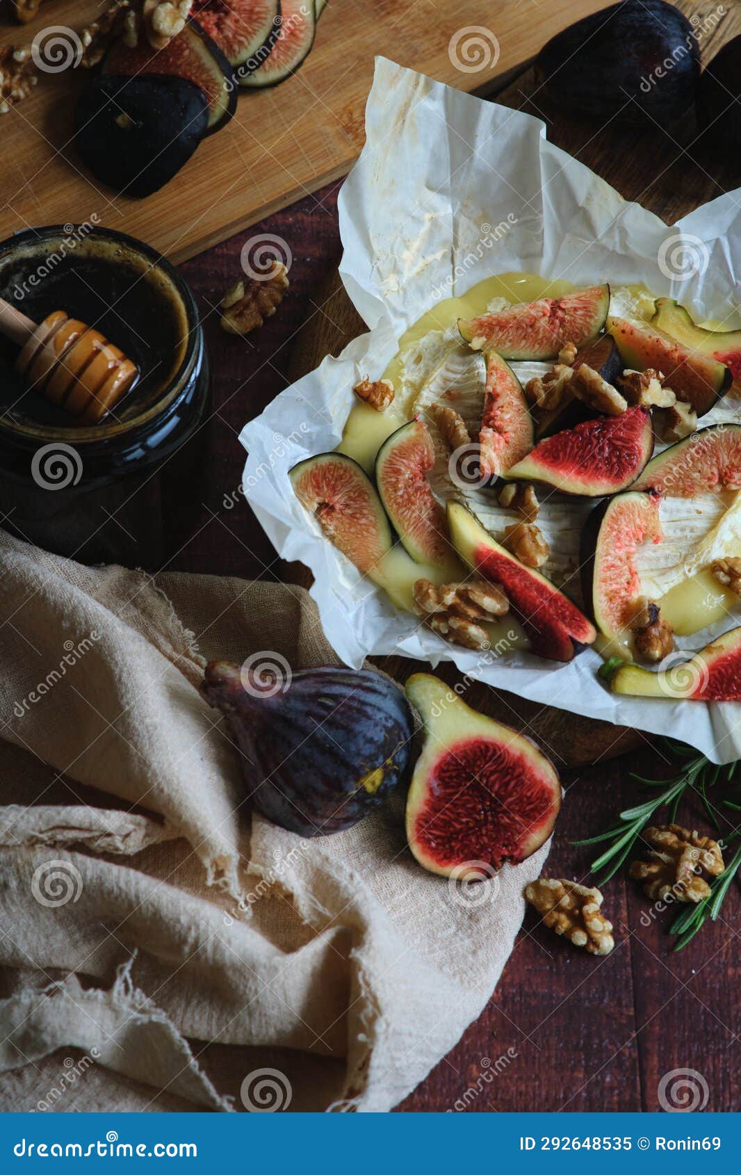 Figs Camembert Cheese and Honey Stock Image Image of gourmet, dinner