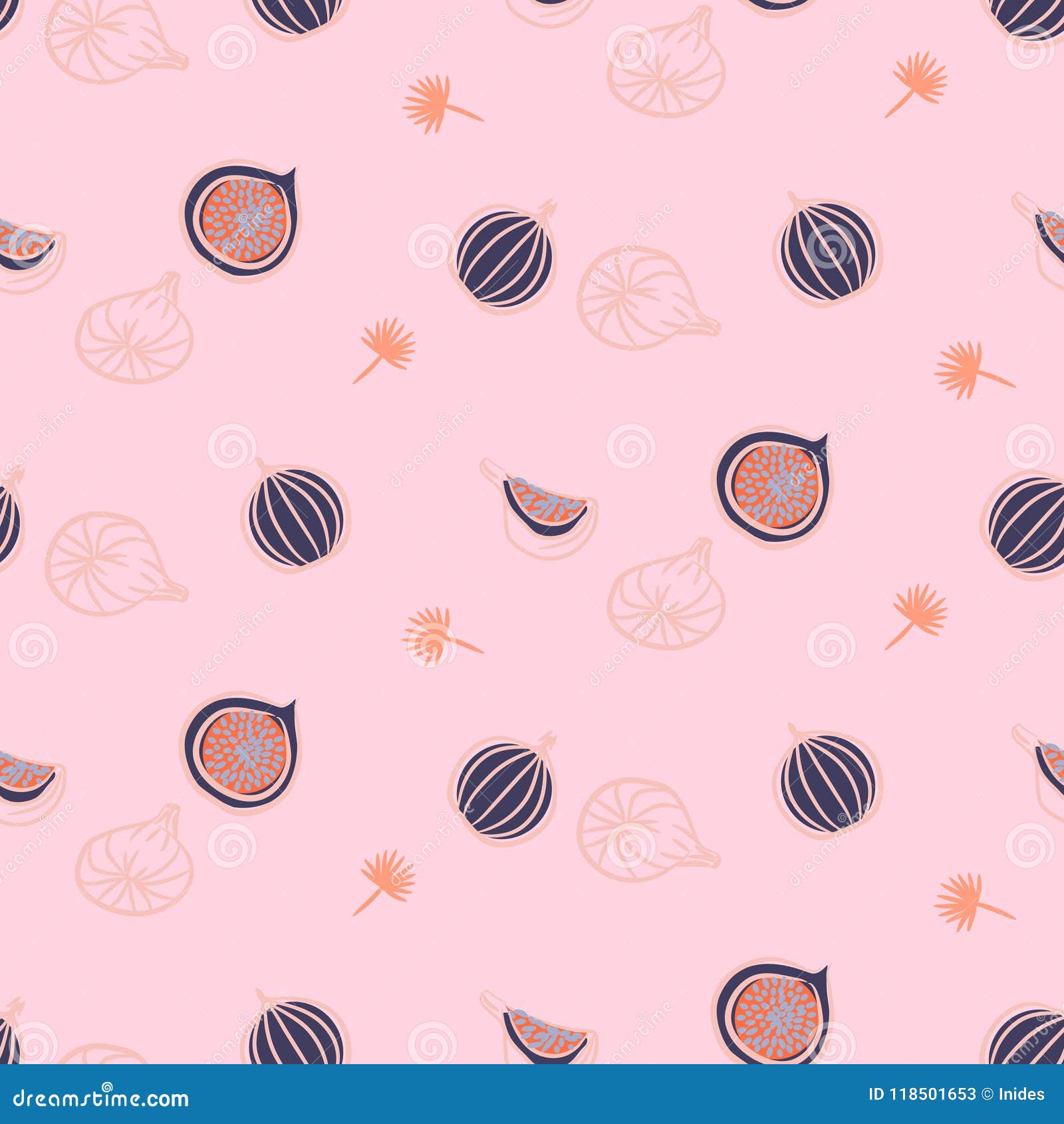 Figs Fruit Hot Pink Seamless Vector Pattern. Stock Vector