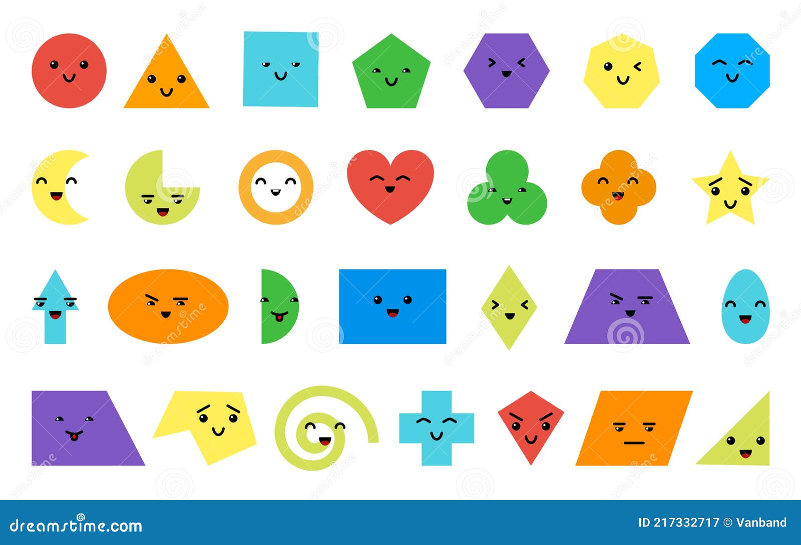 Figuras Geométricas Formas Color Dibujos Animados Conjunto De Emoji  Ilustración del Vector - Ilustración de cabrito, forma: 217332717