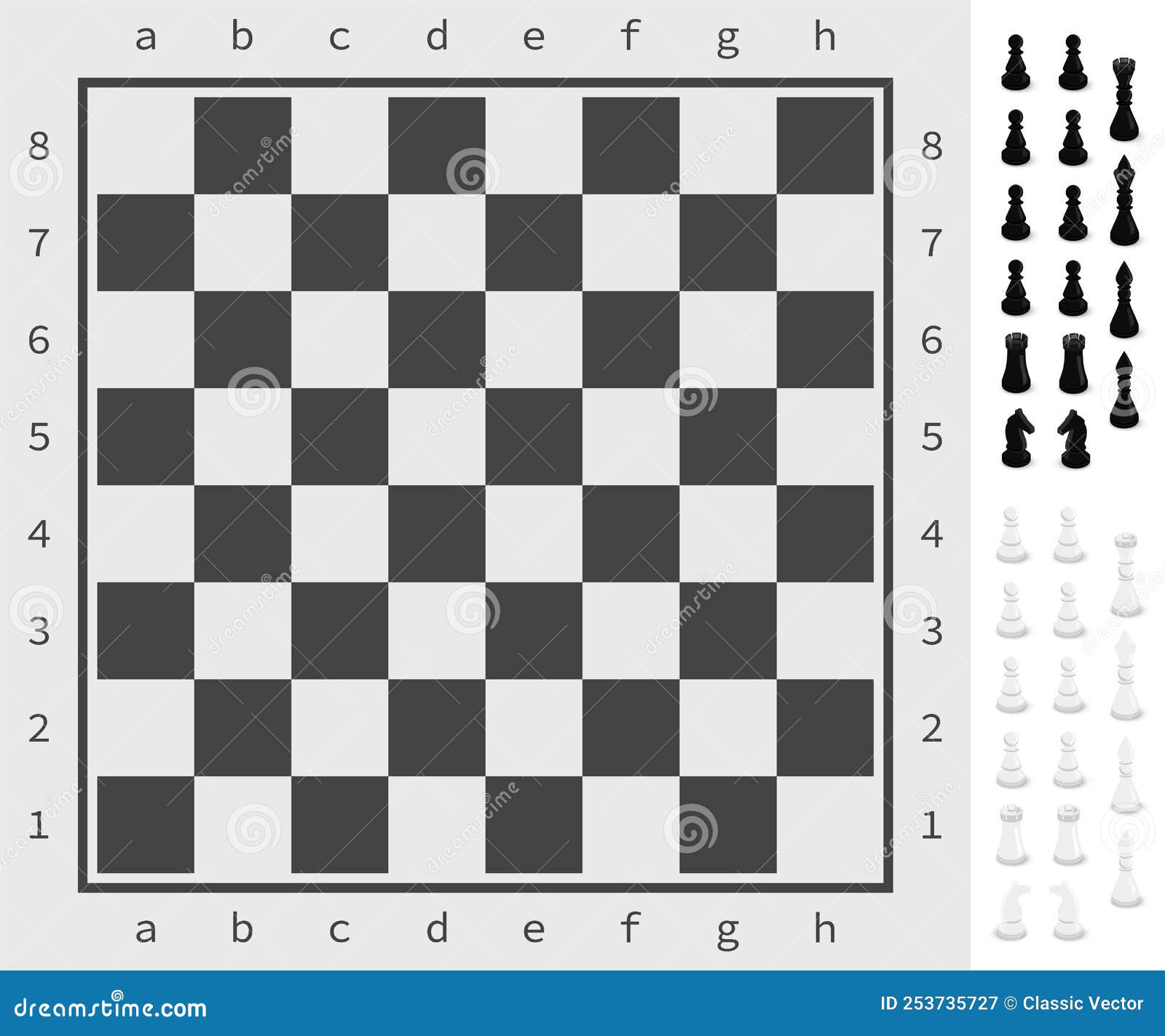 Peças De Xadrez, Sem Costura, De Xadrez, De Desenho Preto E Branco Plano.  Figuras Pawn Rei Rainha Bispo Cavaleiro Torre Ilustração do Vetor -  Ilustração de cavaleiro, desenho: 196208793