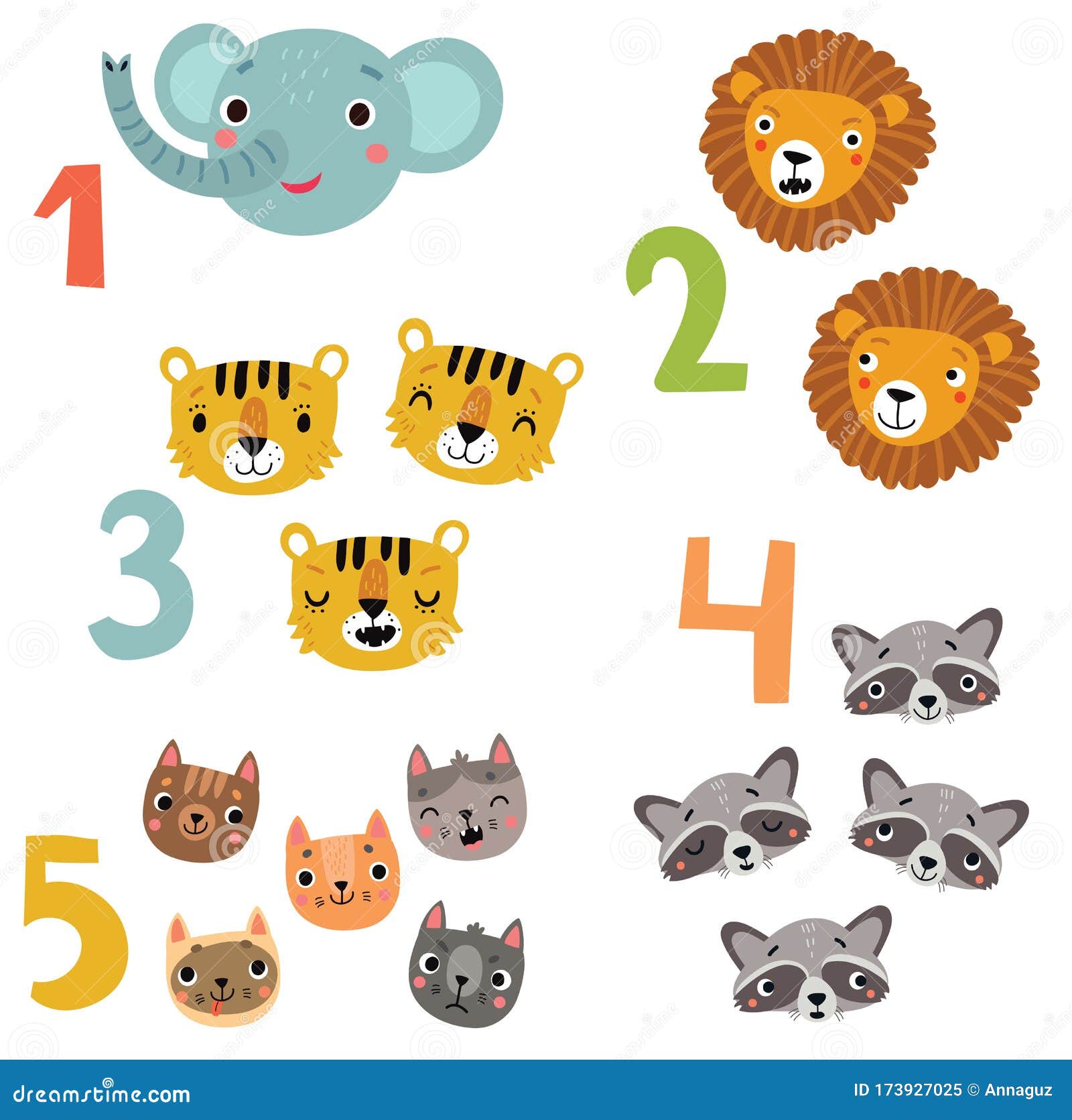 12345 Figuras Y Animales Para Niños Ilustración del Vector - Ilustración de  divertido, cubo: 173927025