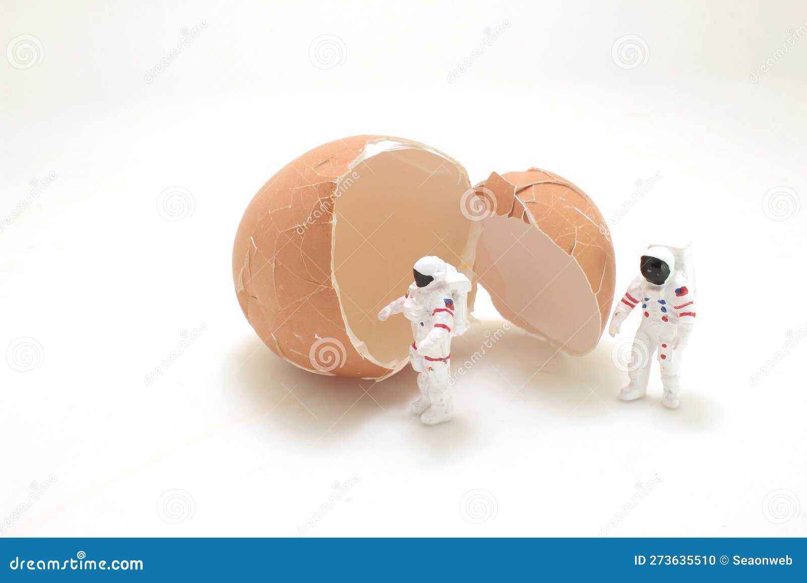 The Figure Astronaut Walk Out the Egg Shell Stock Photo Image of