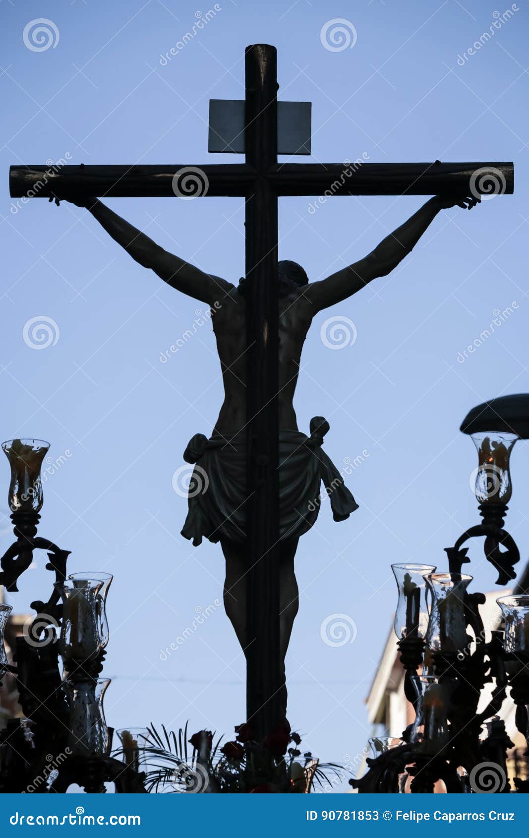 figure of jesus on the cross carved in wood by the sculptor alva