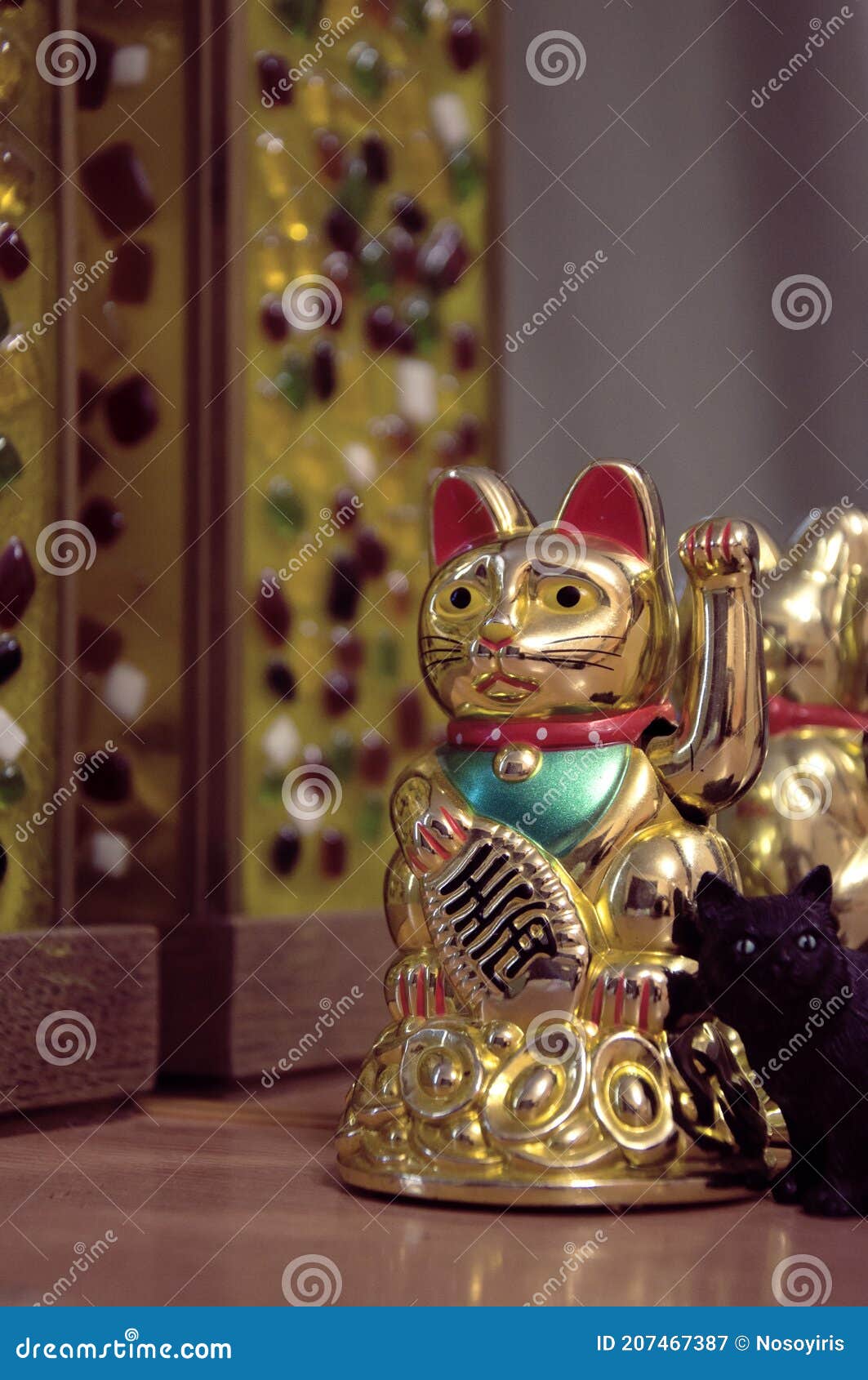 Figure of Maneki Neko Standing on the Table Stock Image Image of