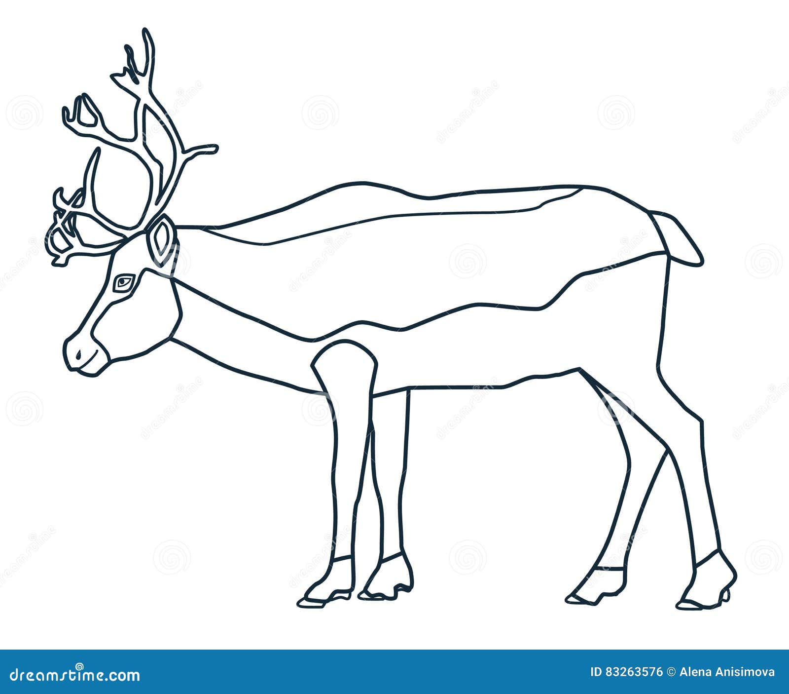The Figure Of The Reindeer. Line Icon. Vector Illustration
