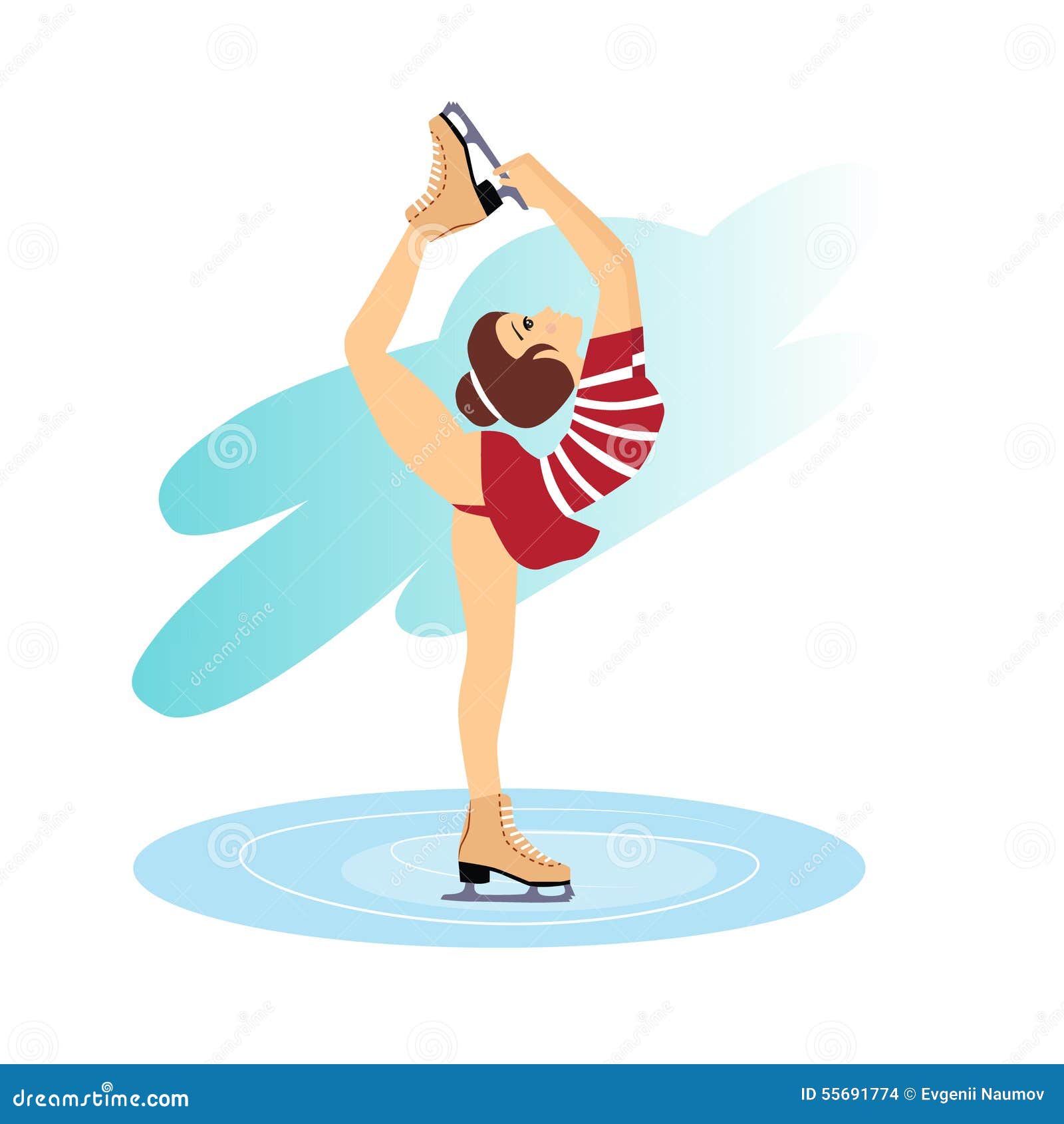 Figure Skating Cute Girl Training on the Ice Stock Illustration