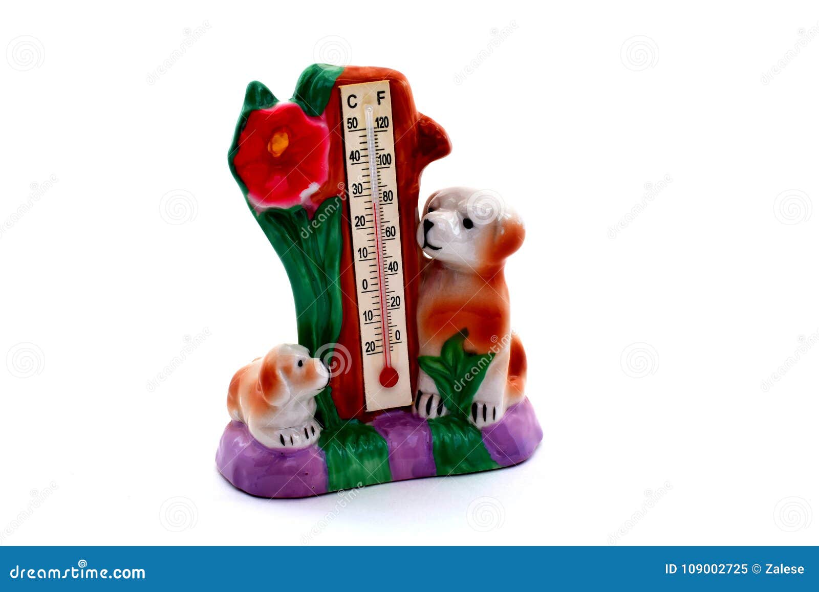 Figurine Dog Thermometer On White Background Stock Image