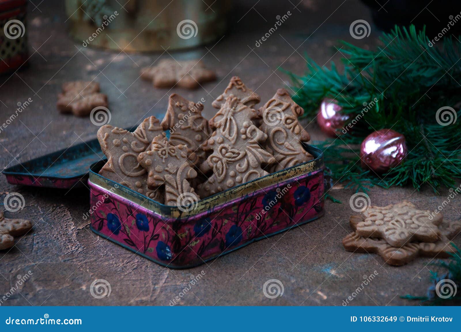 Figured Cookies In The Form Of A Christmas Tree And Cookware A