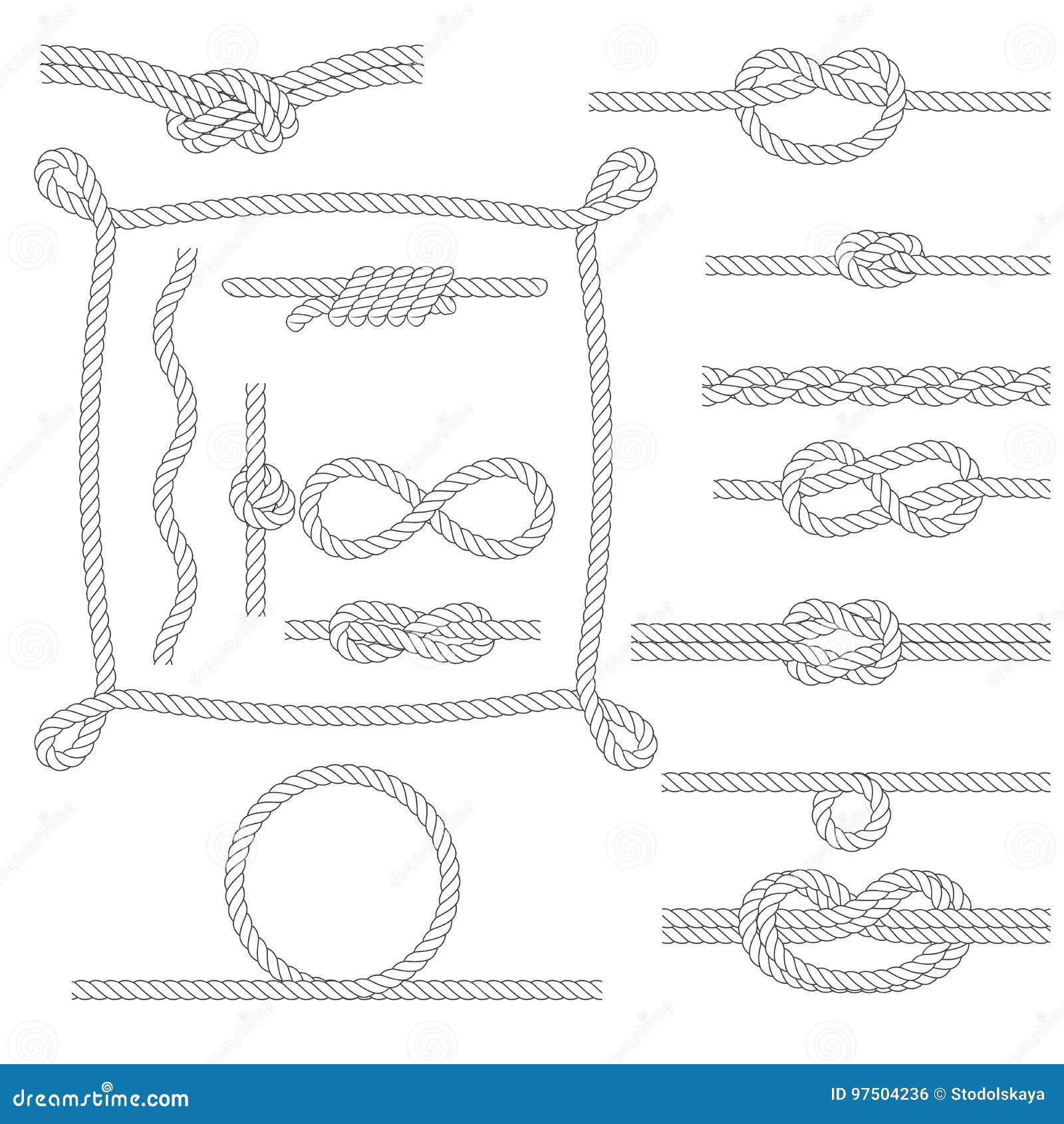 Set of nautical rope knots, corners and frames - Stock Illustration  [55460663] - PIXTA