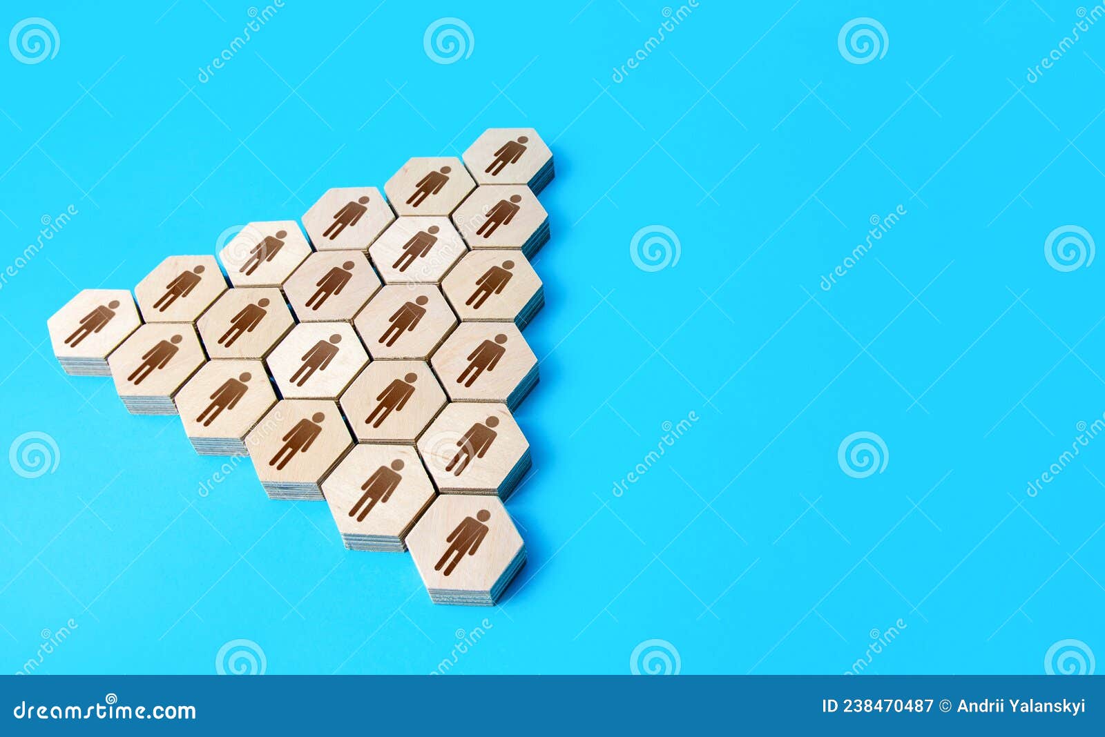 Figures of People in the Shape of a Triangle with a Leader at the Head