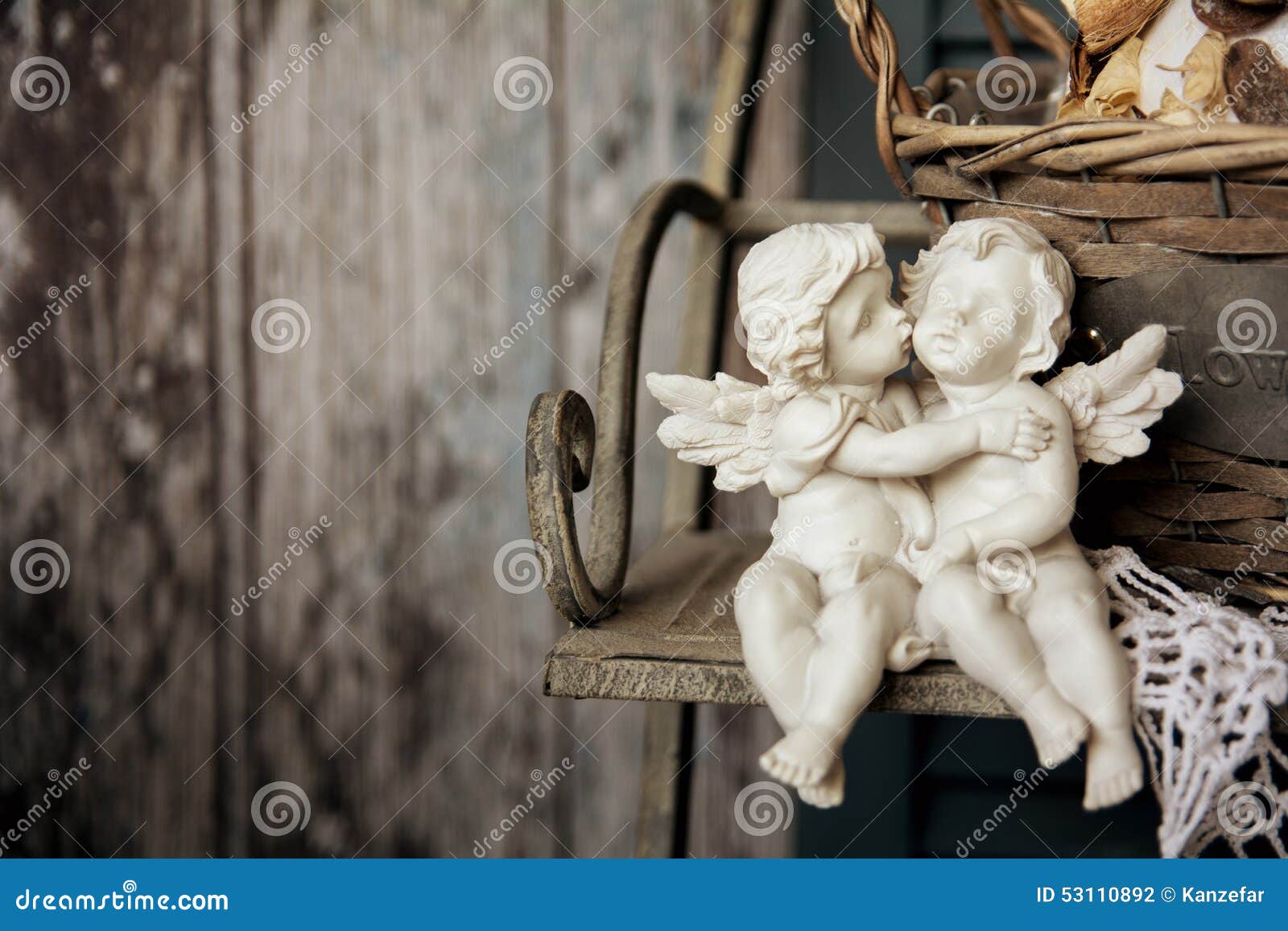 Figurines Angels Sitting on a Bench Stock Photo Image of baby, figure
