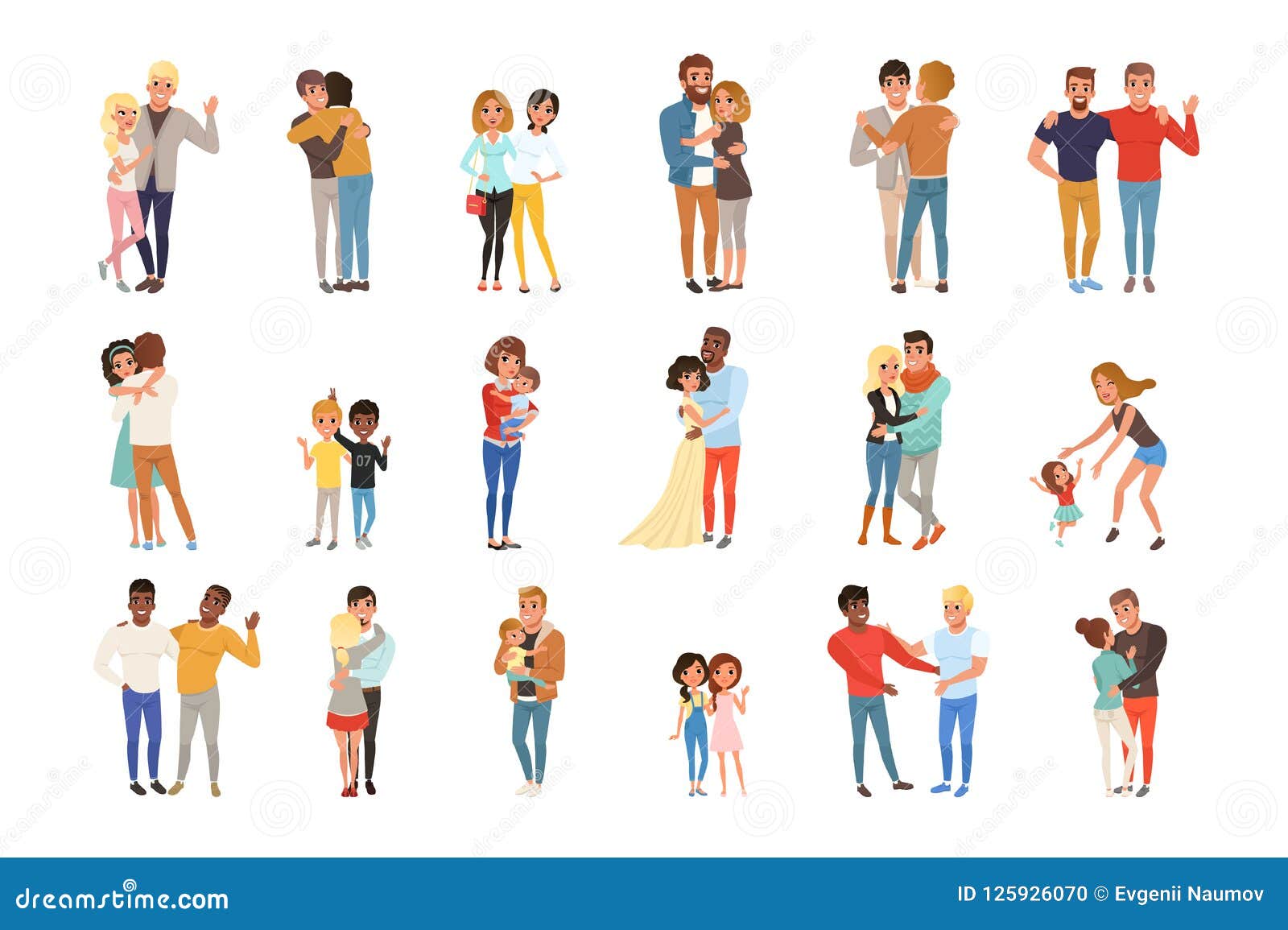 Fije Con El Abrazo De Gente Amigos, Novias, Hermanos, Madres Y Niños, Pares En Amor Personajes De Dibujos Animados Con Ilustración del Vector - Ilustración de barbudo, adorable: 125926070 Fije Con El Abrazo De Gente Amigos, Novias, Hermanos, Madres Y Niños, Pares En Amor Personajes De Dibujos Animados Con Ilustración del Vector - Ilustración de barbudo, adorable: 125926070