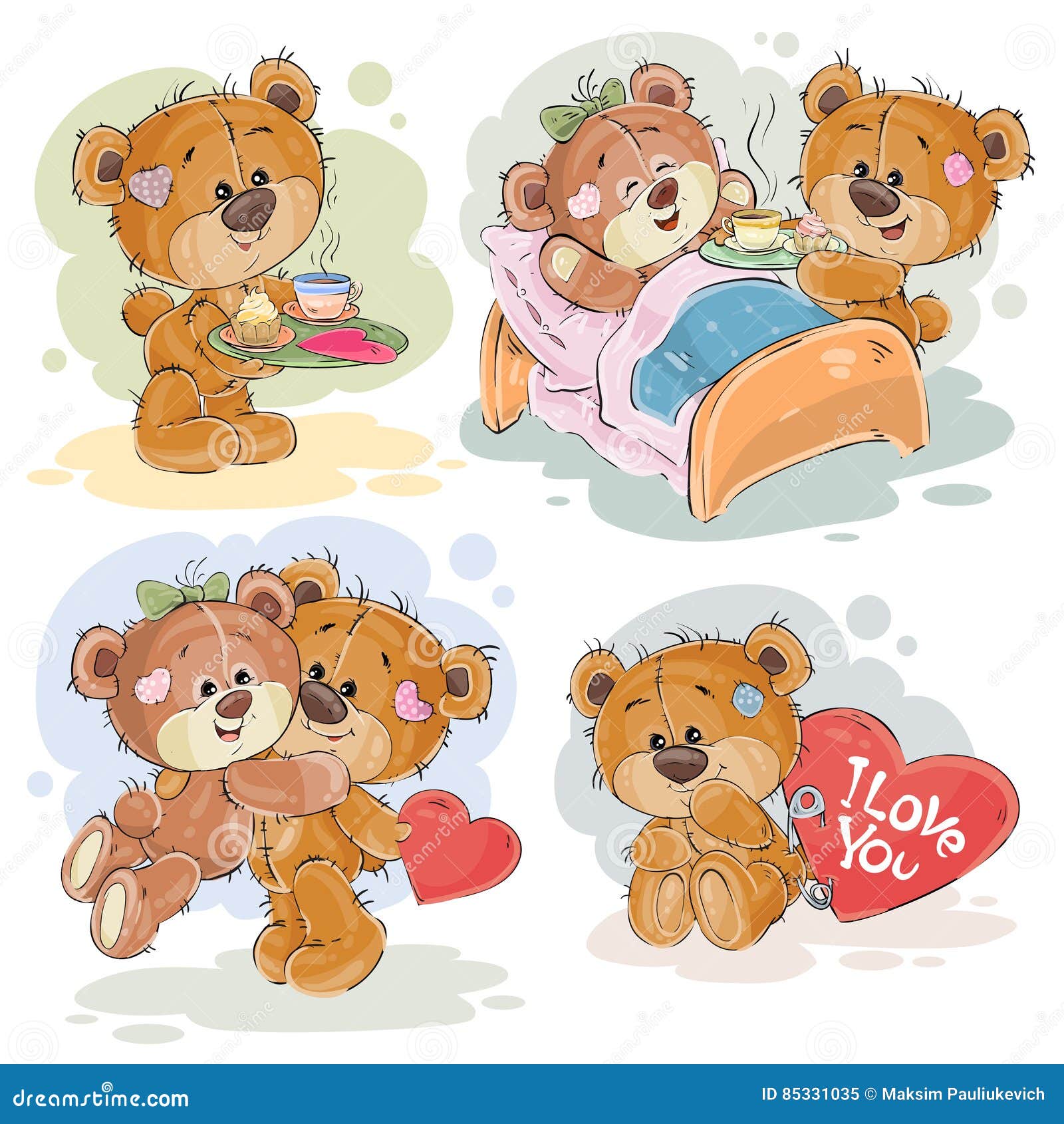 Fije Los Ejemplos Del Clip Art Del Vector De Los Osos De Peluche Enamorados Ilustración del Vector - Ilustración de vector, clip: 85331035