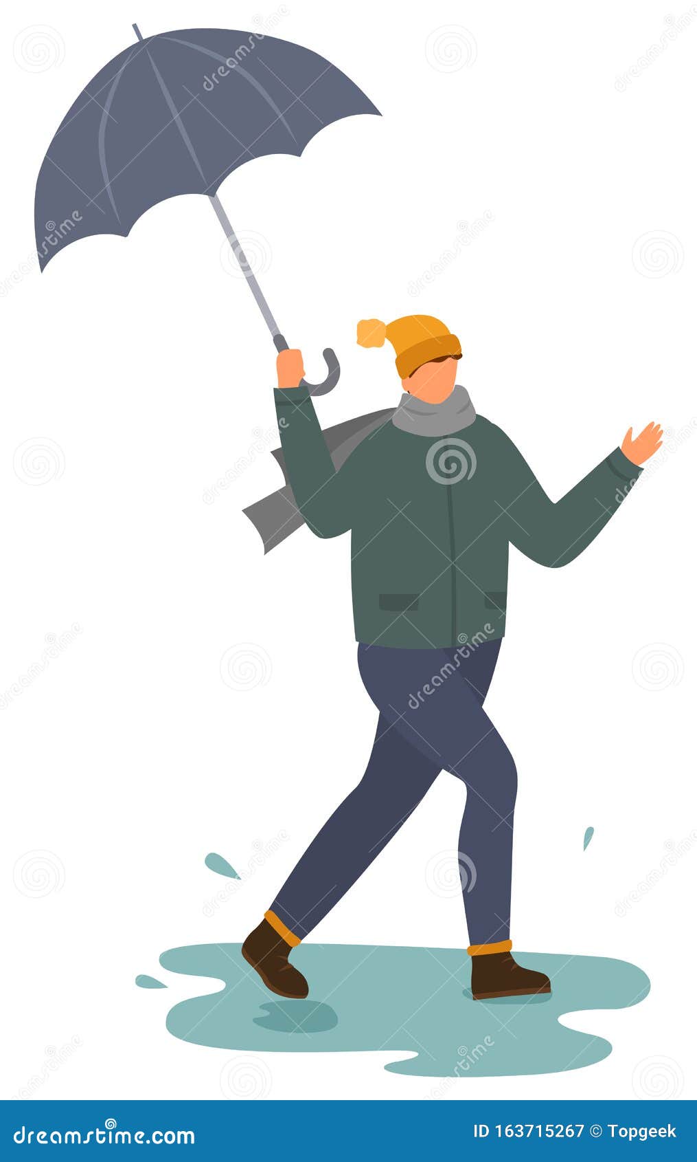 Tegenover doden Rudyard Kipling Fijne Karakter Met Het Dansen Van Umbrella Onder Regen Vector Illustratie -  Illustration of regen, vlak: 163715267