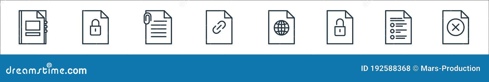 file and document outline line icons. linear set. quality  line set such as delete, choices, unlock, online, link,