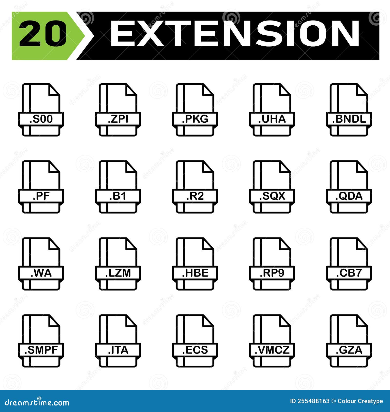 file extension icon set include file, document, extension, icon, type, set, format, , , , graphic, software,