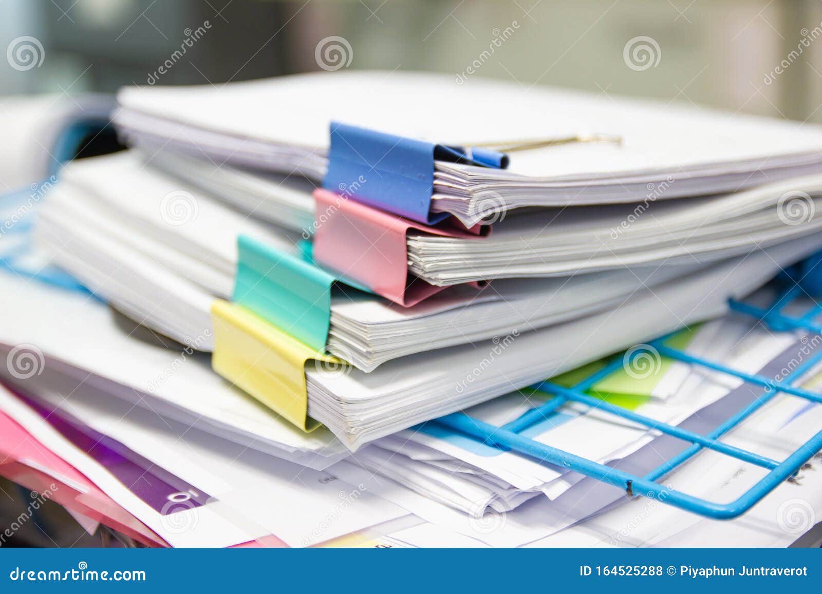 File Folder And Stack Of Business Report Paper File On The Table In A Work Office Stock Photo Image Of Automation Business