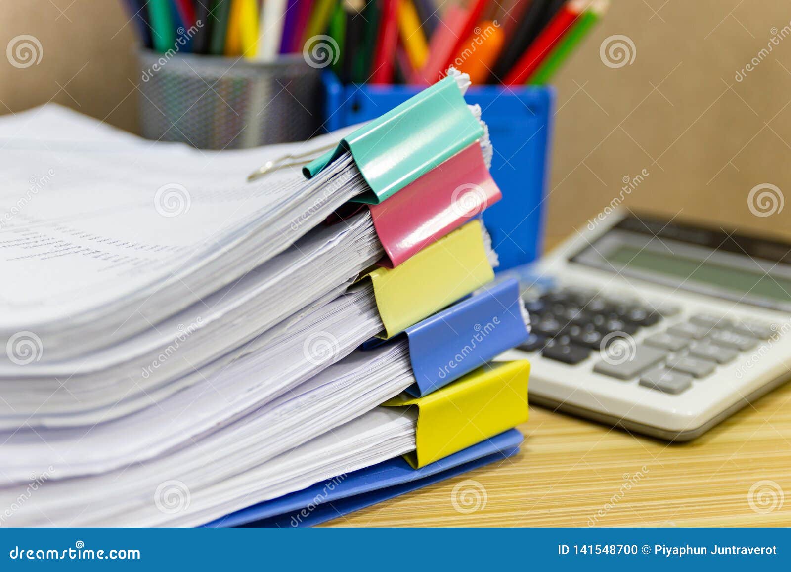 File Folder And Stack Of Business Report Paper File On The Table In A Work Office Stock Photo Image Of Paper Formats