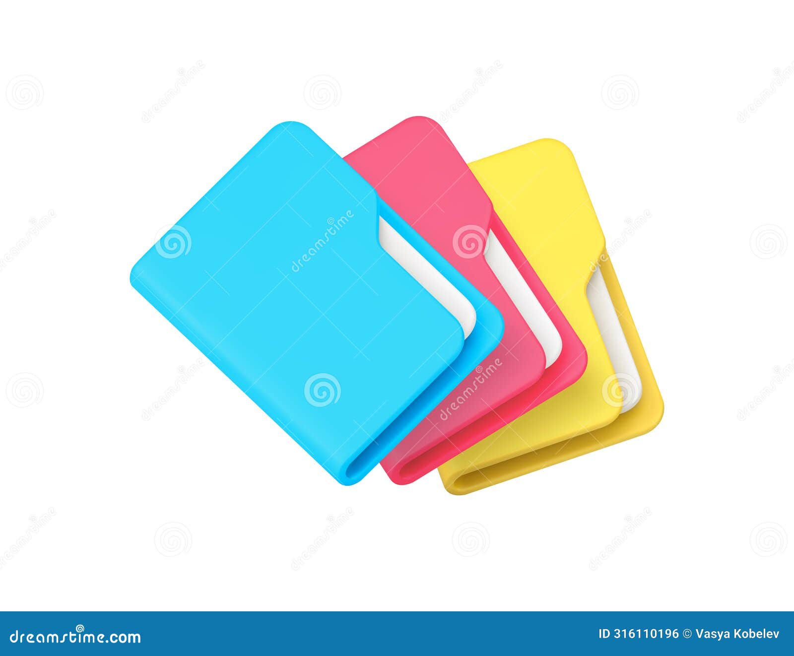 file folder stack with document datum archive paperwork 3d icon realistic  