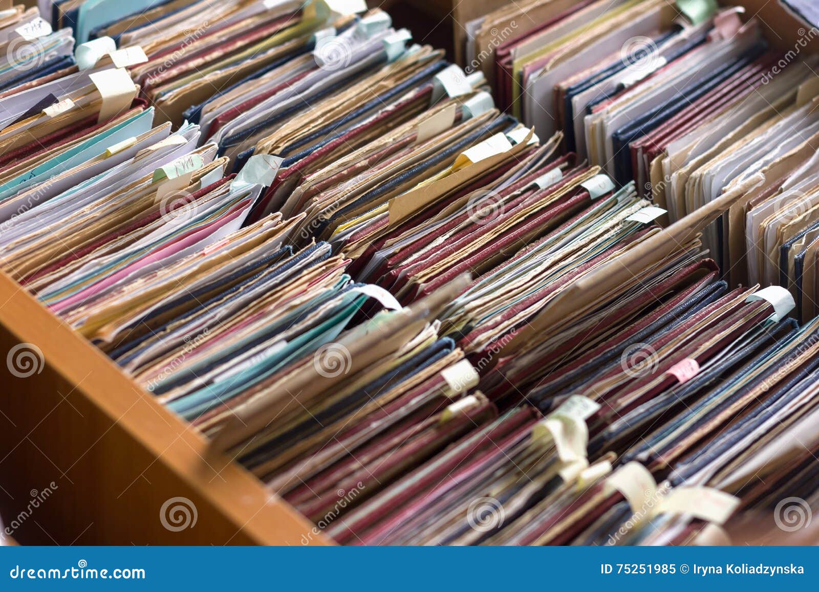 File Folders in a File Card Catalog in a Library, Close Stock
