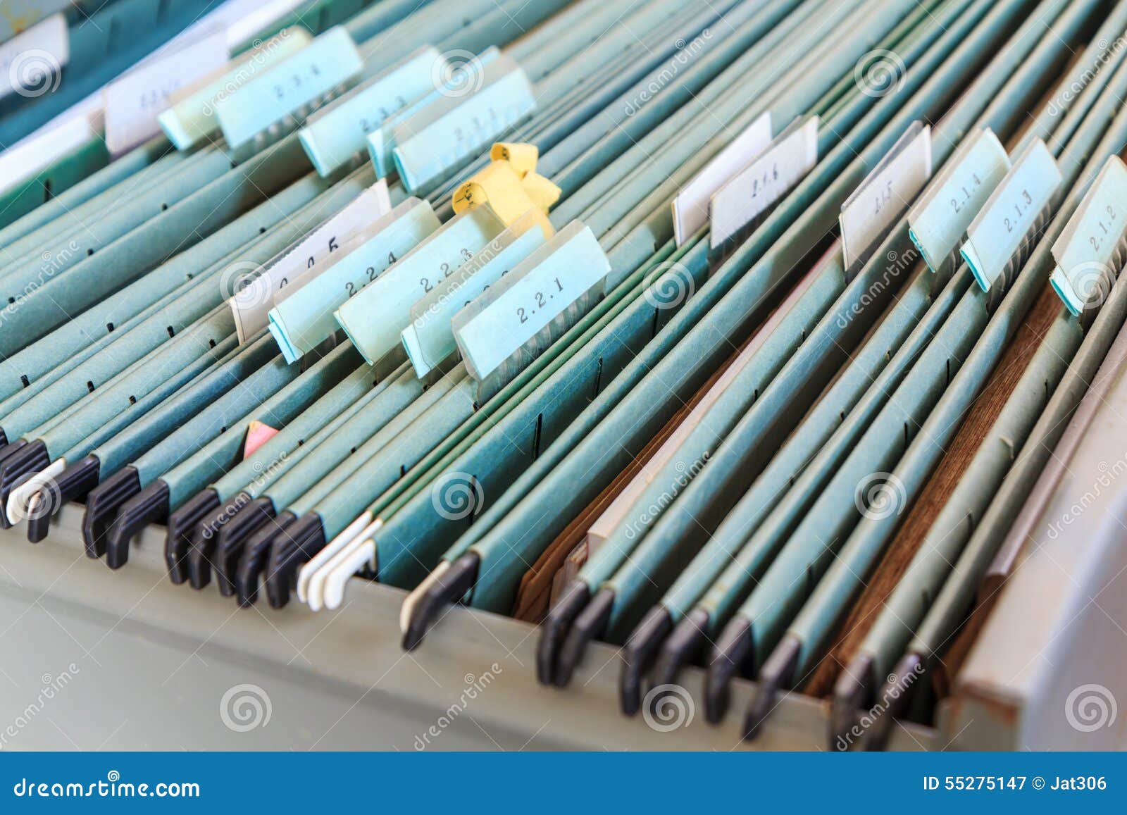 file folders in a filing cabinet