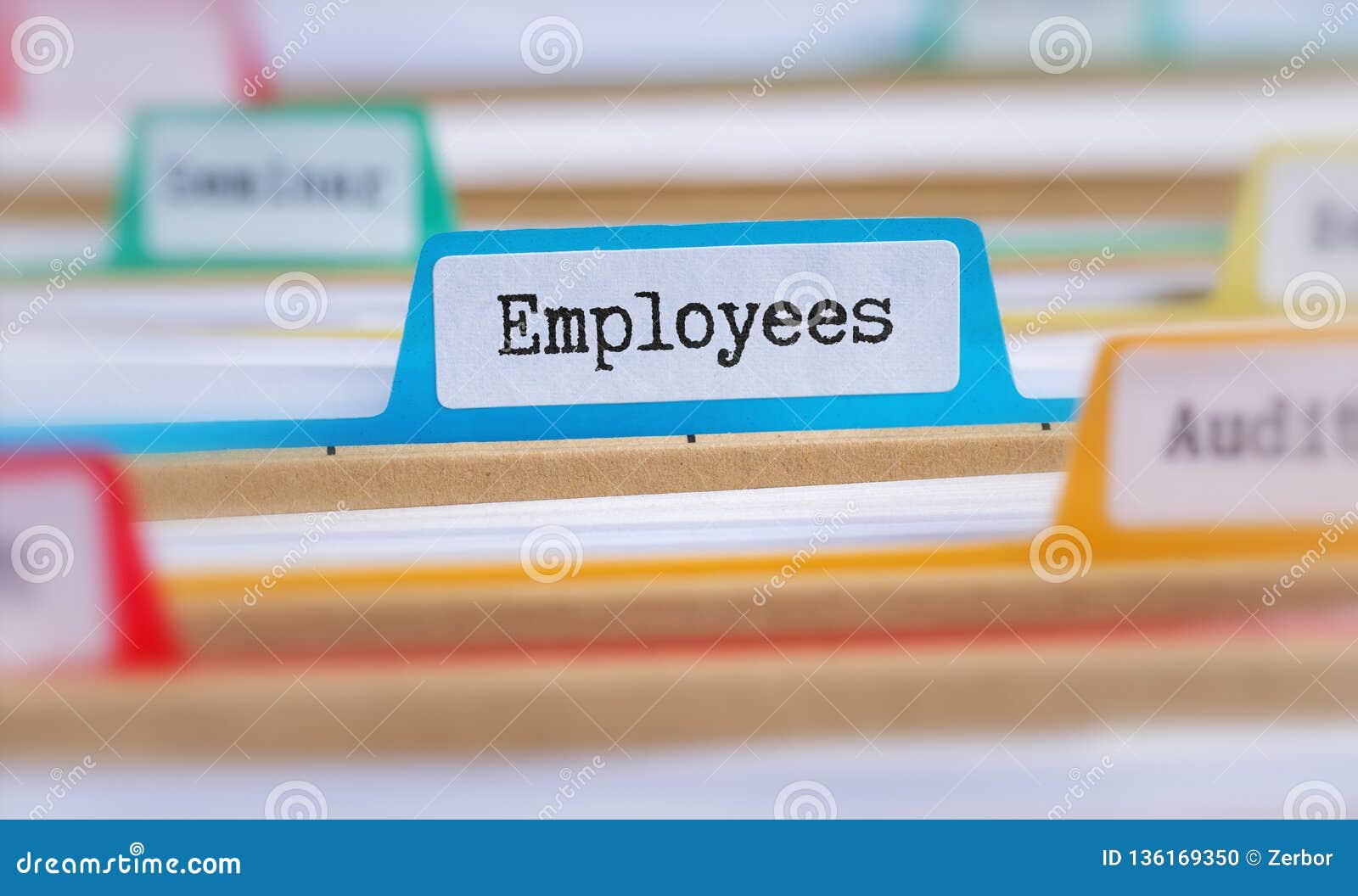 File Folders with a Tab Labeled Employees Stock Photo - Image of folder ...
