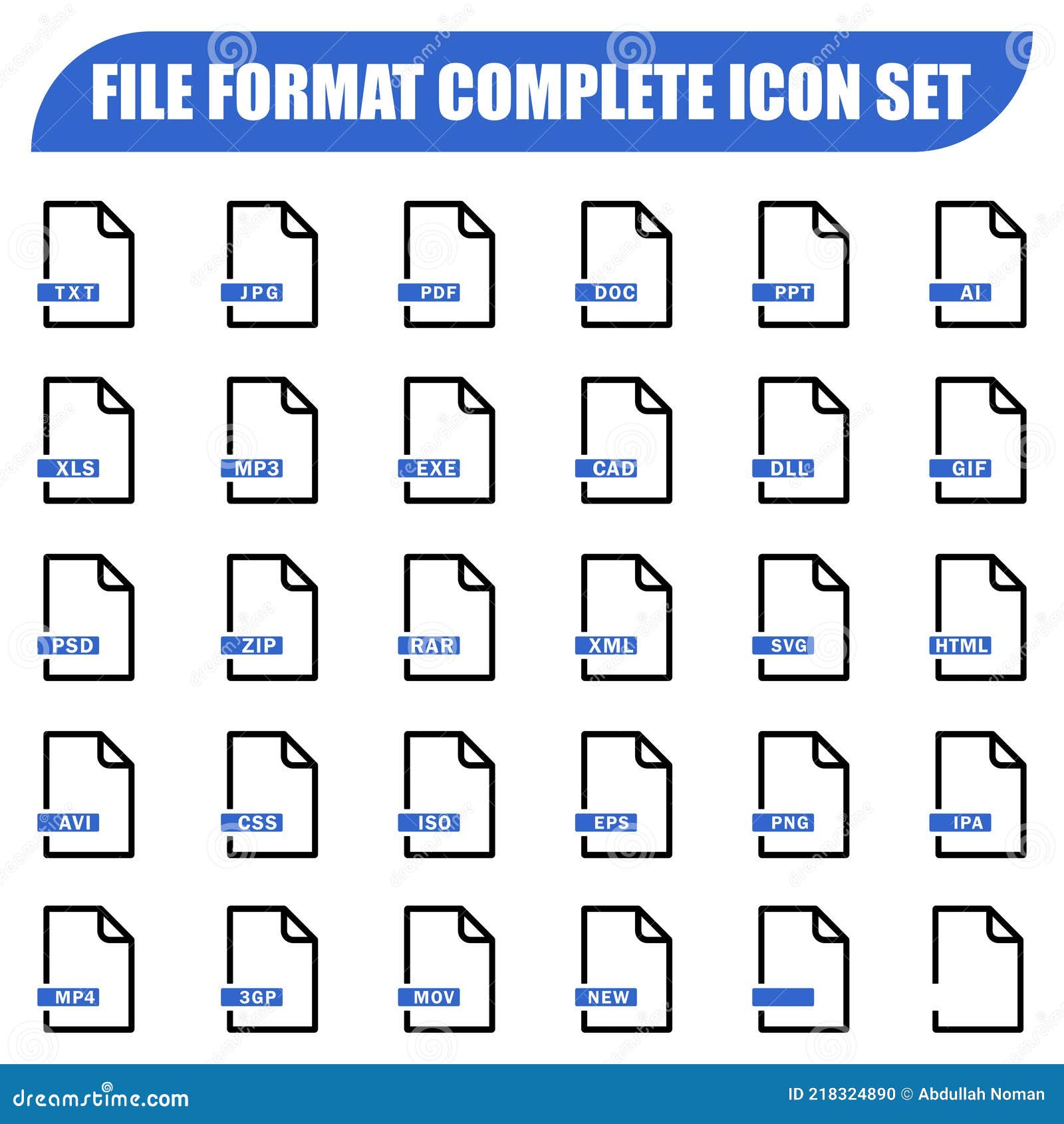 File Format Icon Set, Vector Stock Vector - Illustration of element