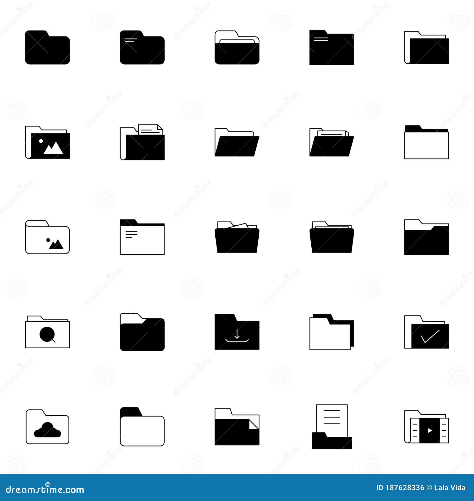 File manager folder simple icon set user interface solid line icons