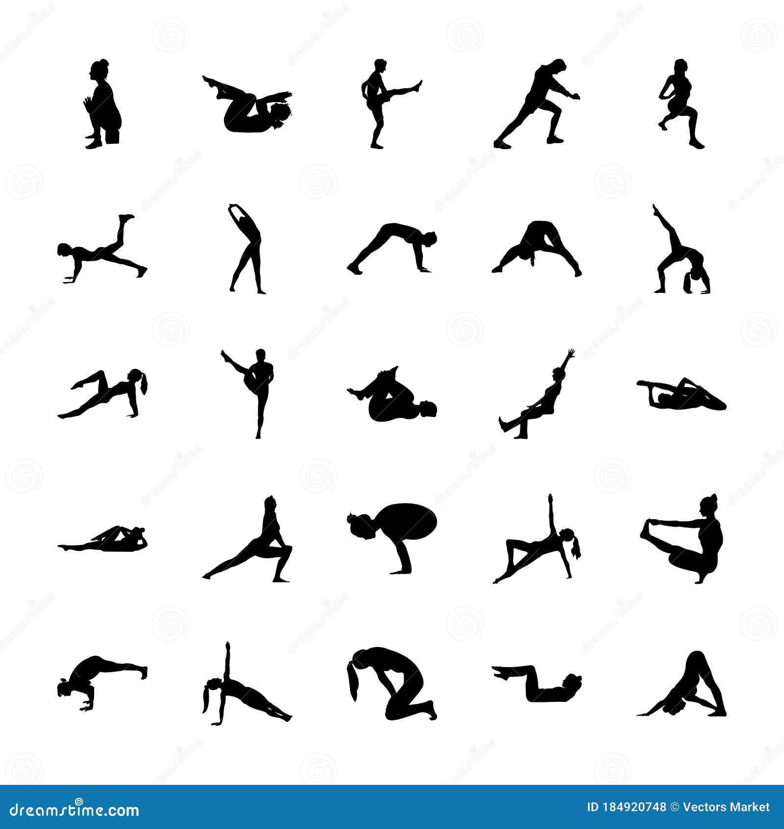 Yoga Solid Pictograms Pack stock vector. Illustration of aerobics ...