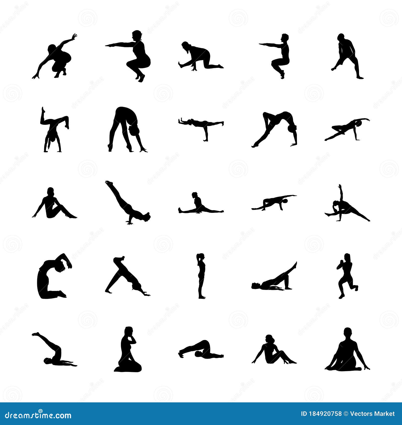 Yoga Solid Pictograms Pack stock vector. Illustration of pack - 184920758