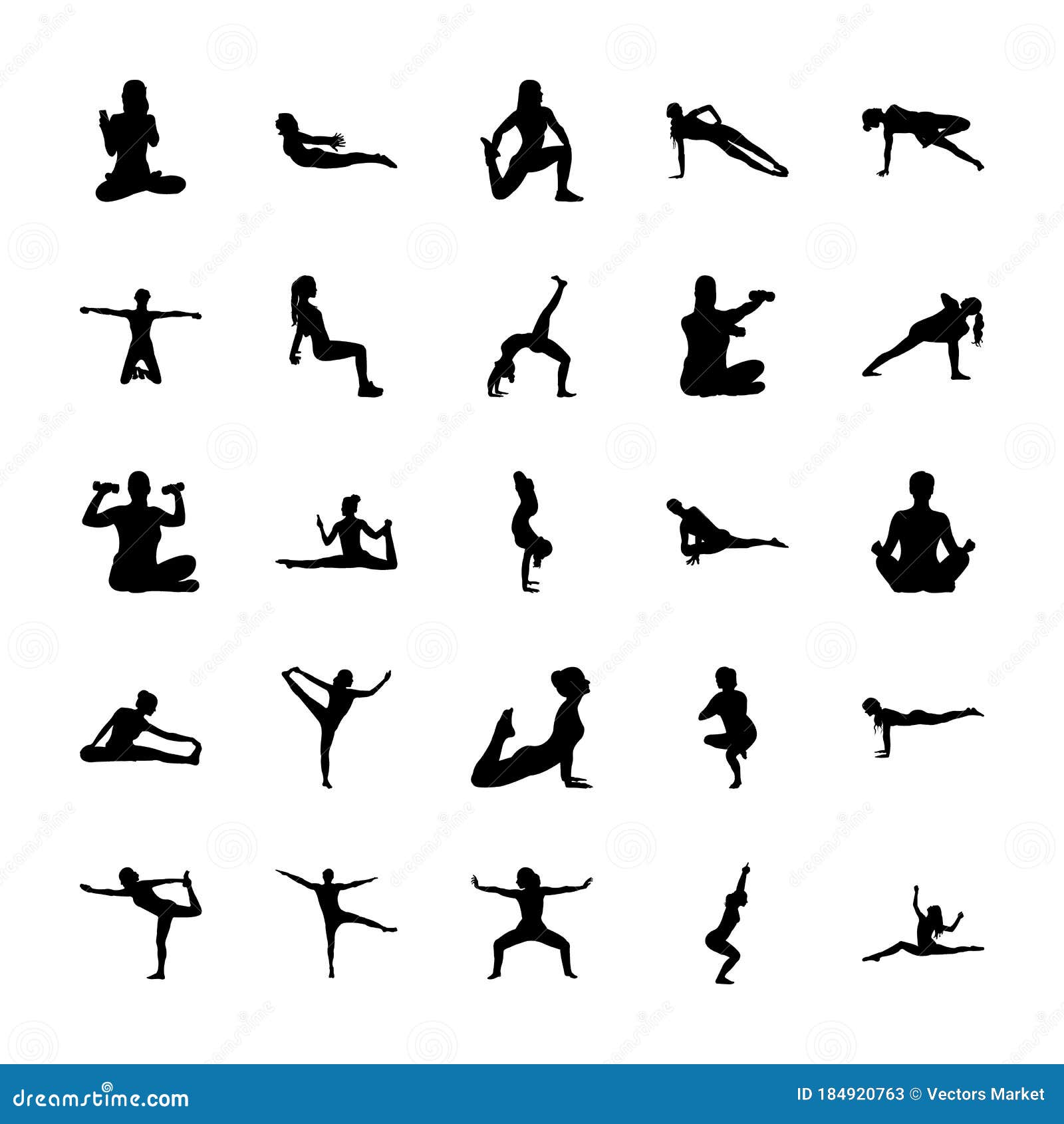 Yoga Solid Pictograms Pack stock vector. Illustration of jazz - 184920763