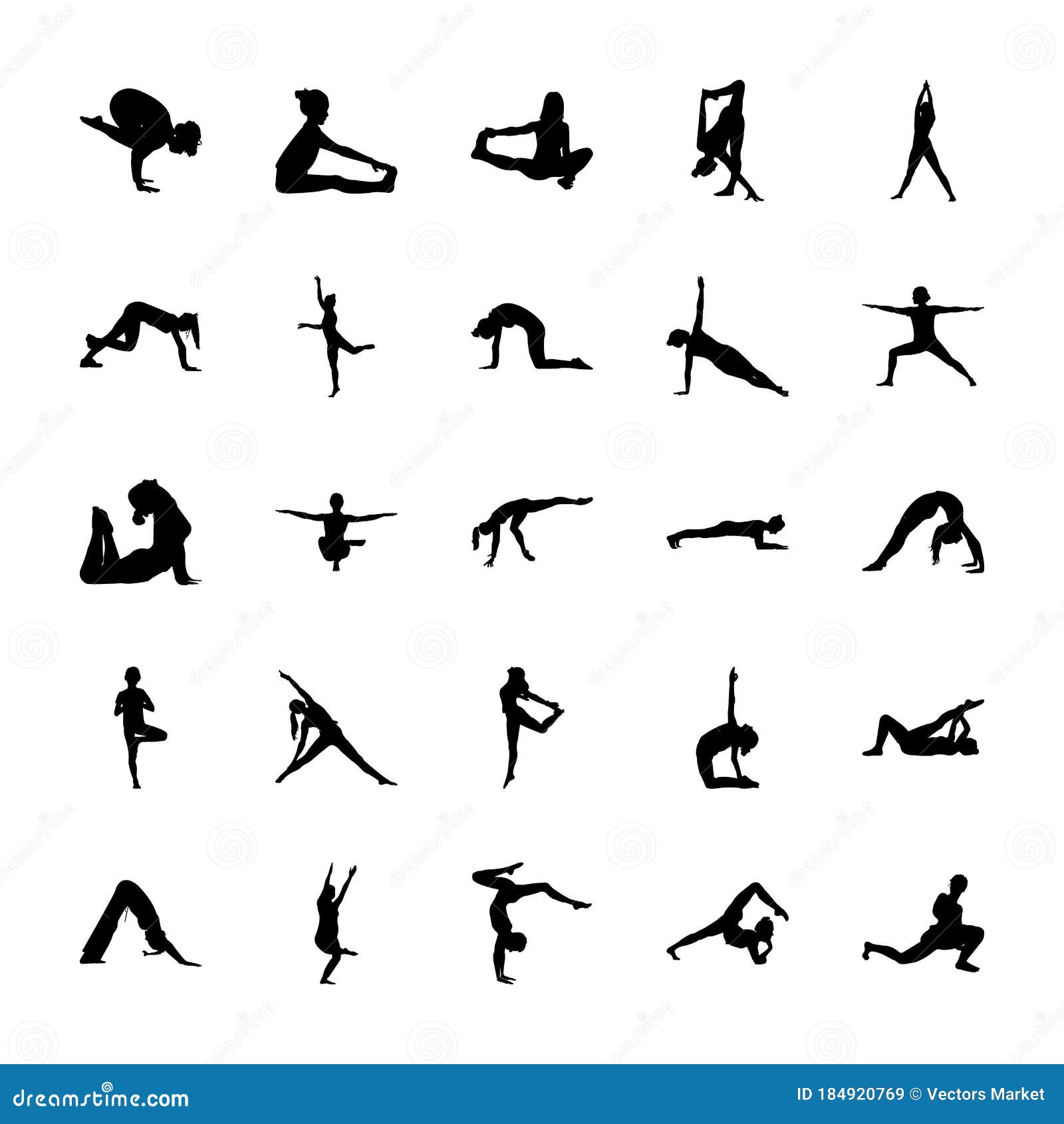 Yoga Solid Pictograms Pack stock vector. Illustration of icons - 184920769