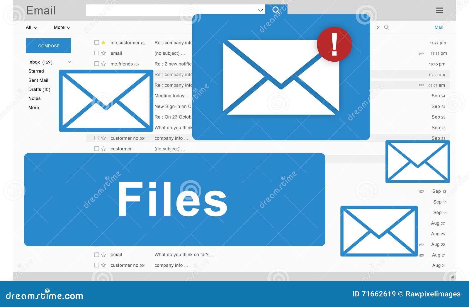 files attachment email online graphics concept
