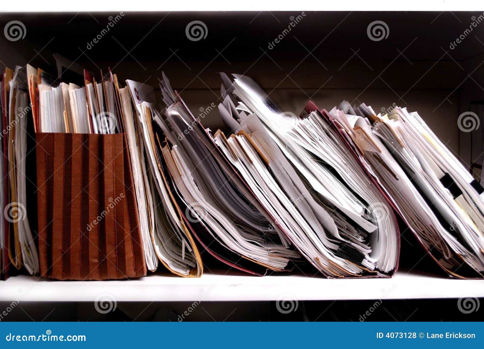 files on shelf