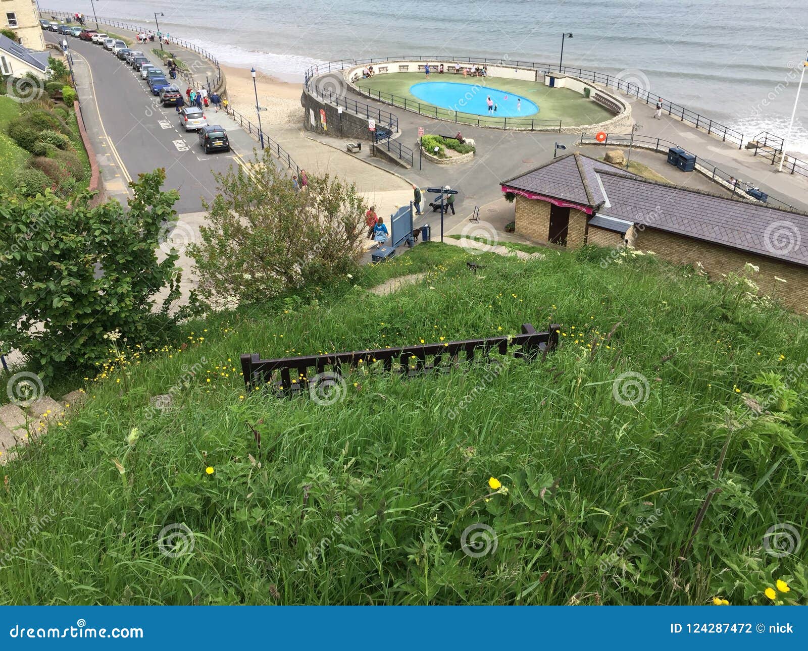 Filey beach editorial photography. Image of green, spring 124287472