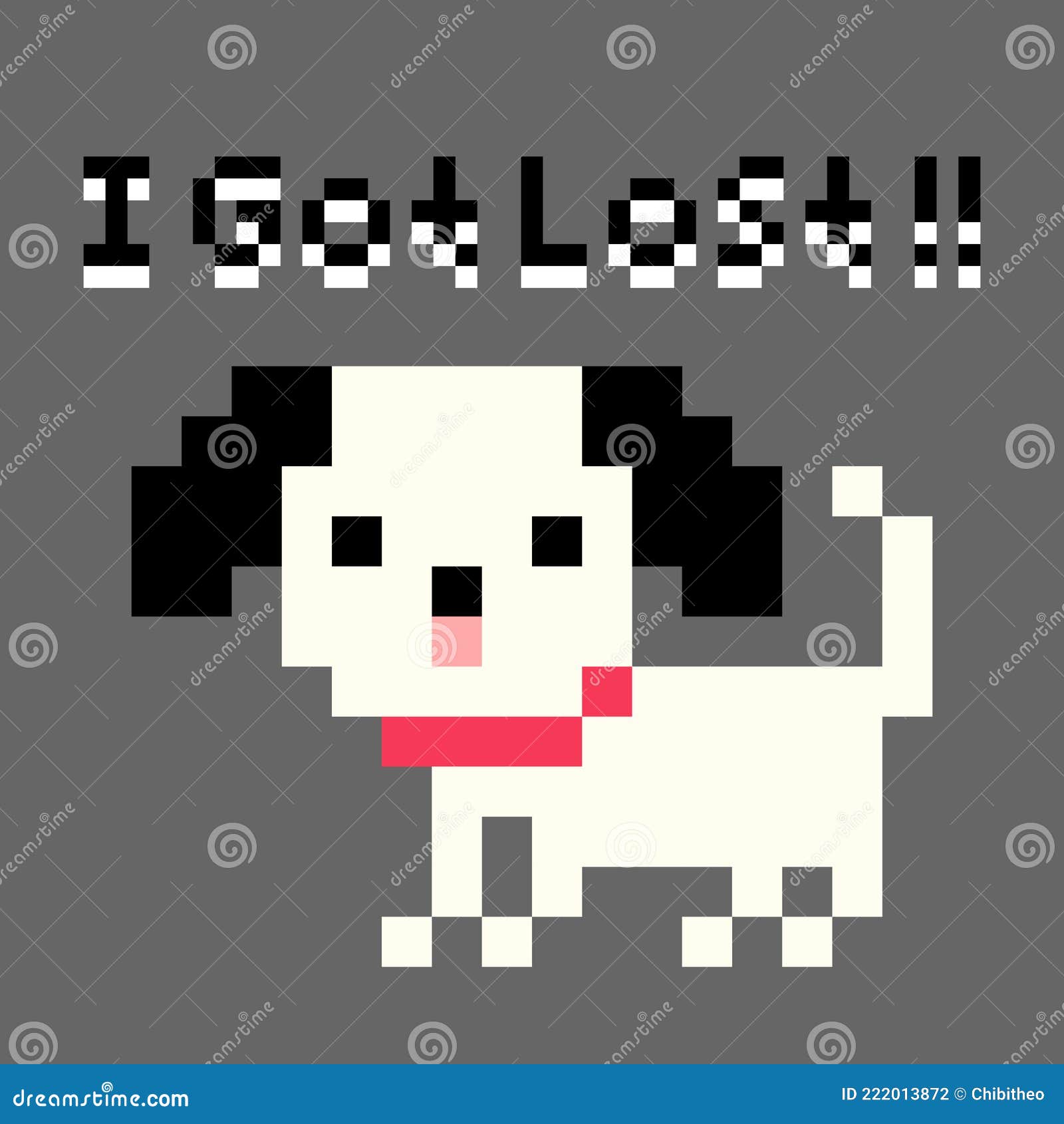 Ilustração de pixel art animal cão husky