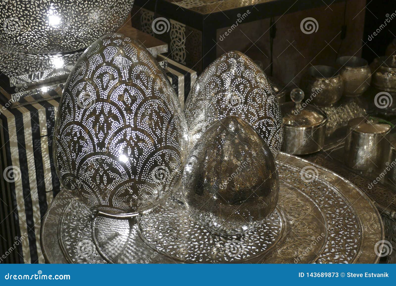 Filigree Metal Lamps in a Shop in the Medina Editorial Stock Photo ...