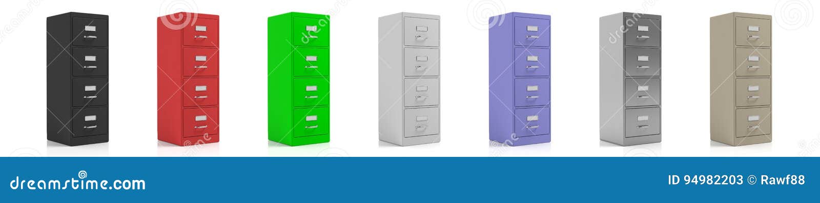 Filing Cabinets Isolated On White Background 3d Illustration