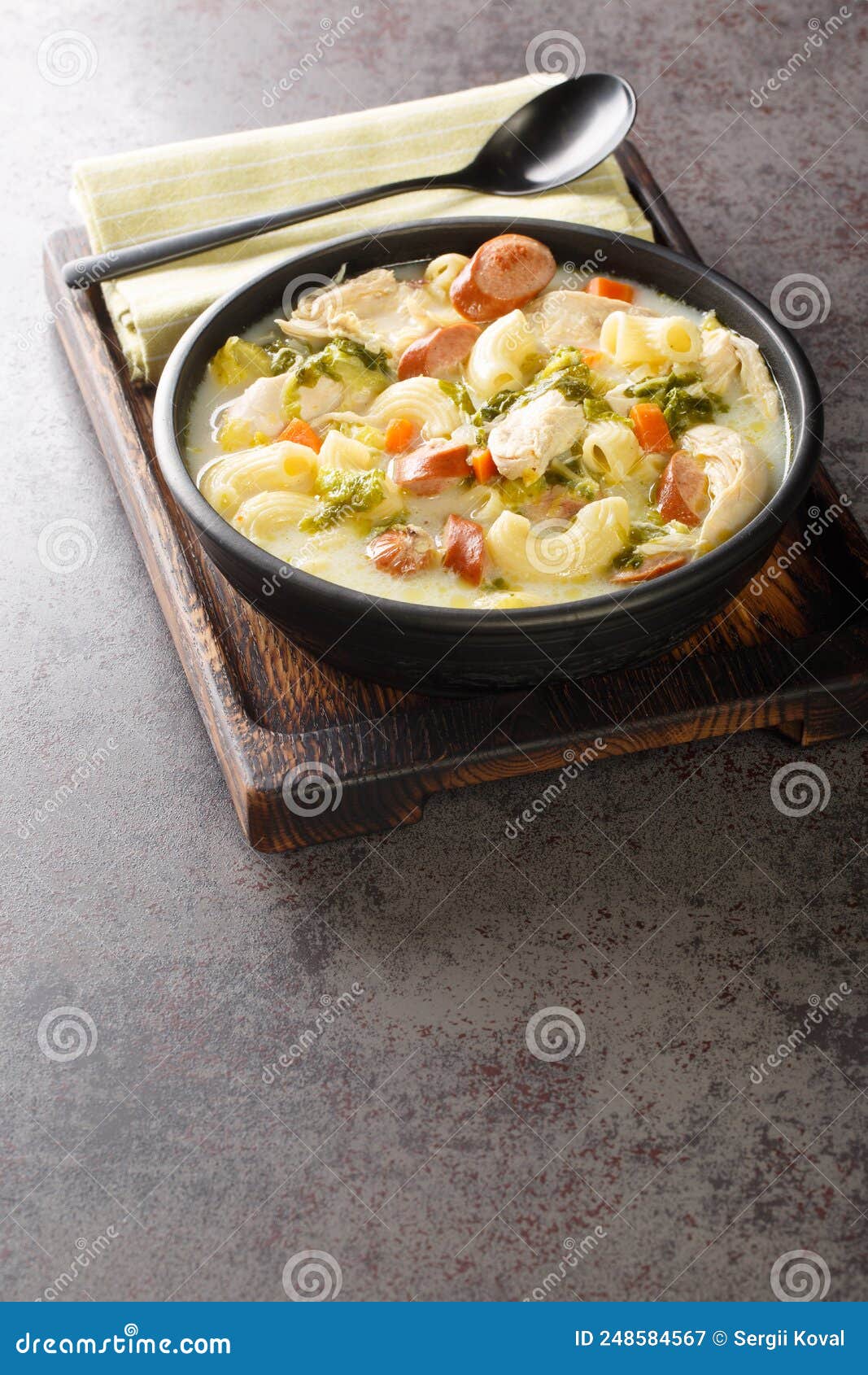 Filipino Chicken Macaroni Soup with Vegetables, Chicken and Elbow Pasta